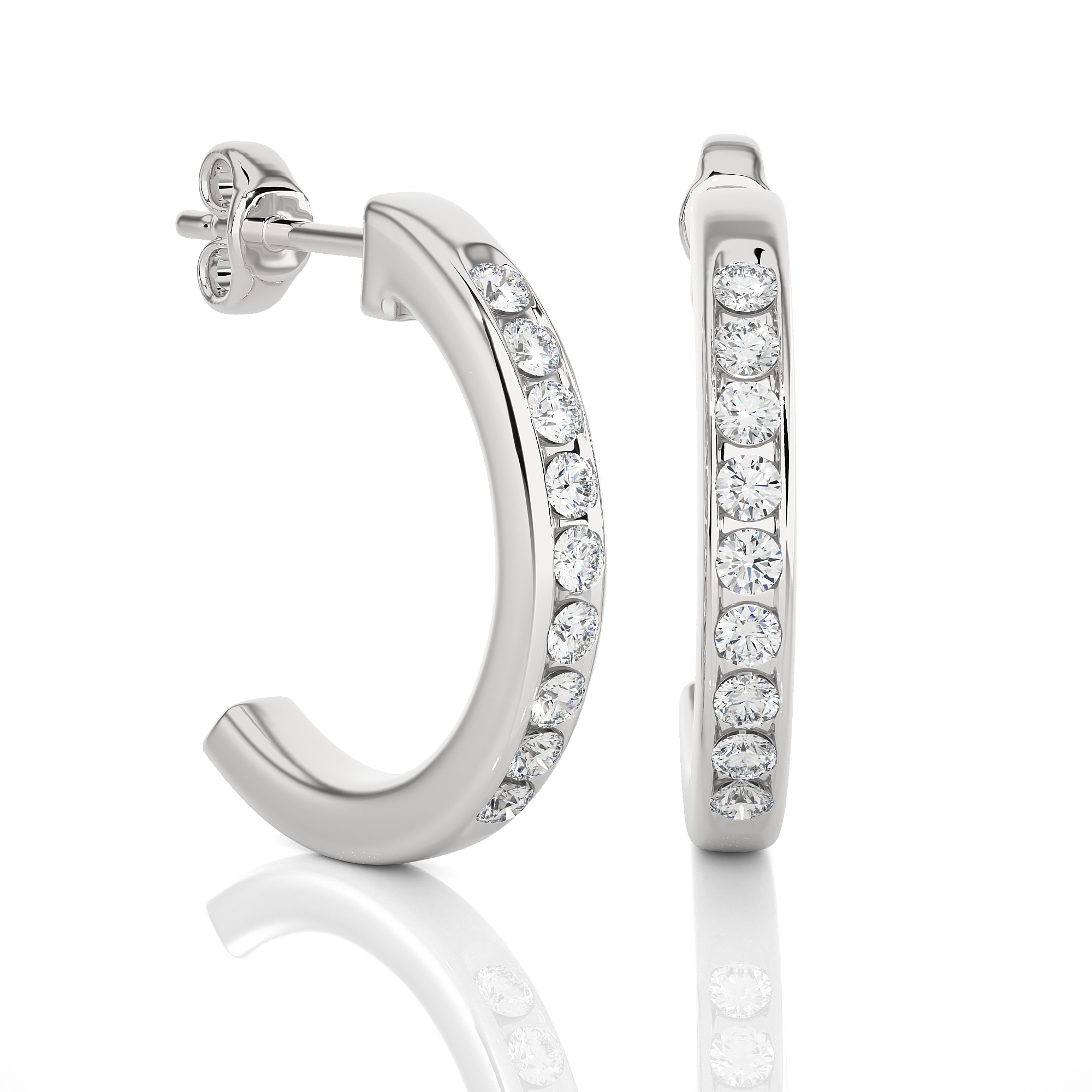 Medium Size Round Lab Diamond Hoop Earrings