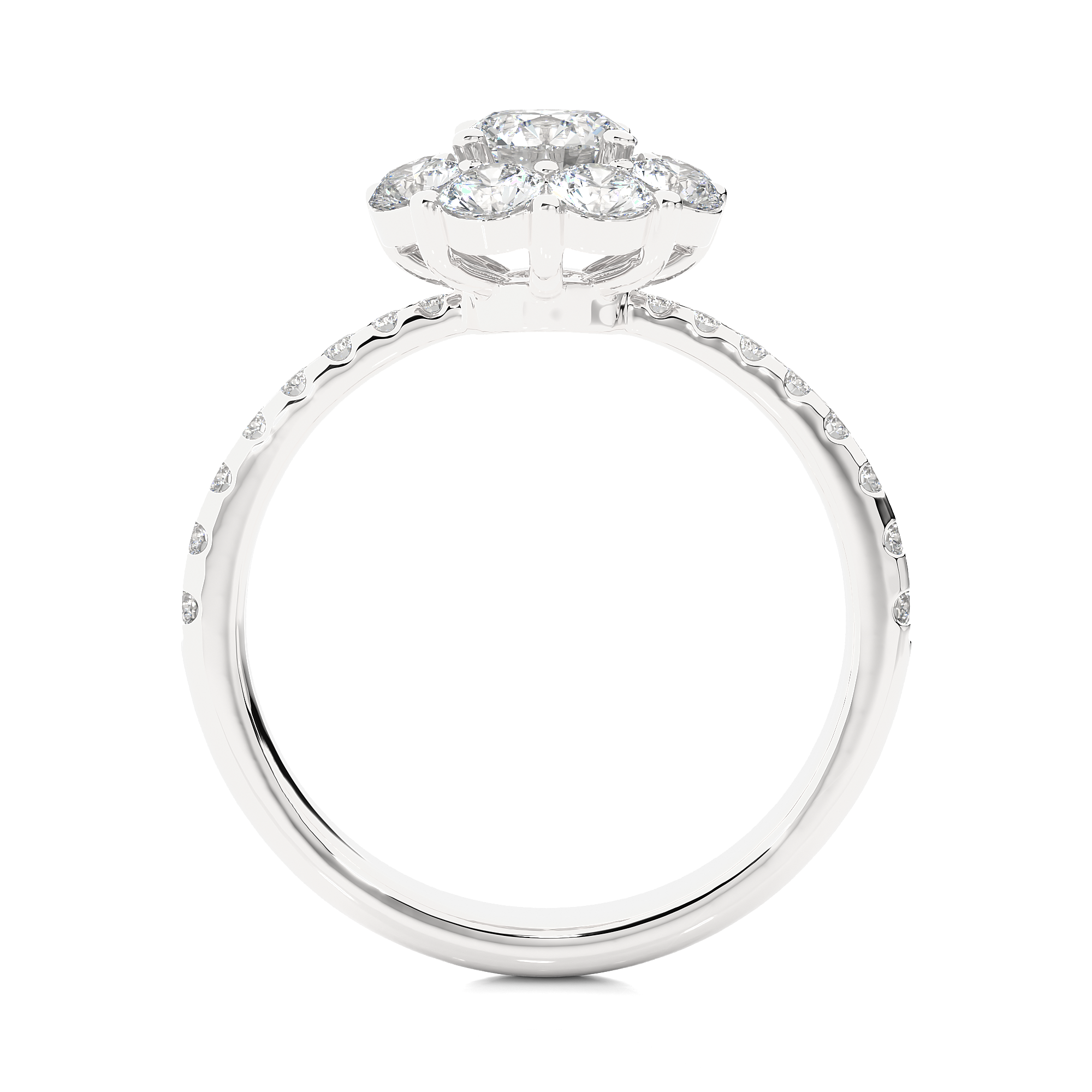 Round Lab Grown Diamond Cluster Engagement Ring
