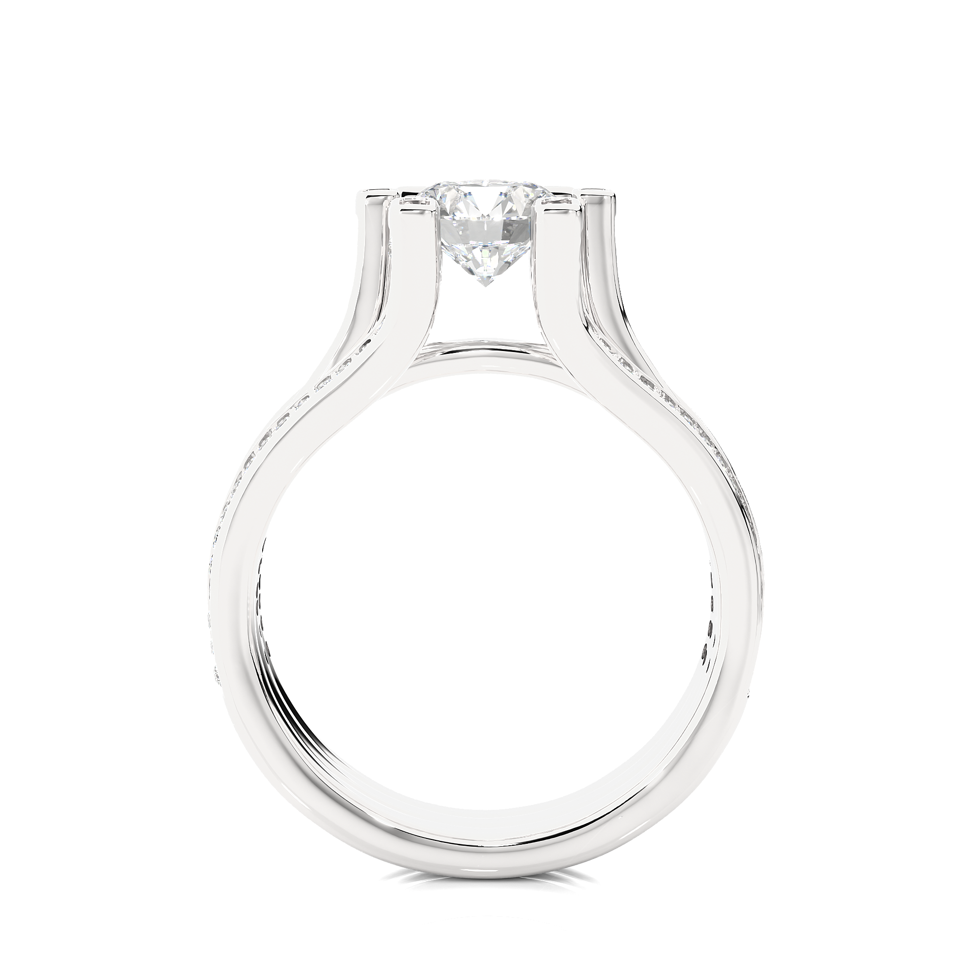 Round Lab Grown Diamond Multi Row Pave Engagement Ring