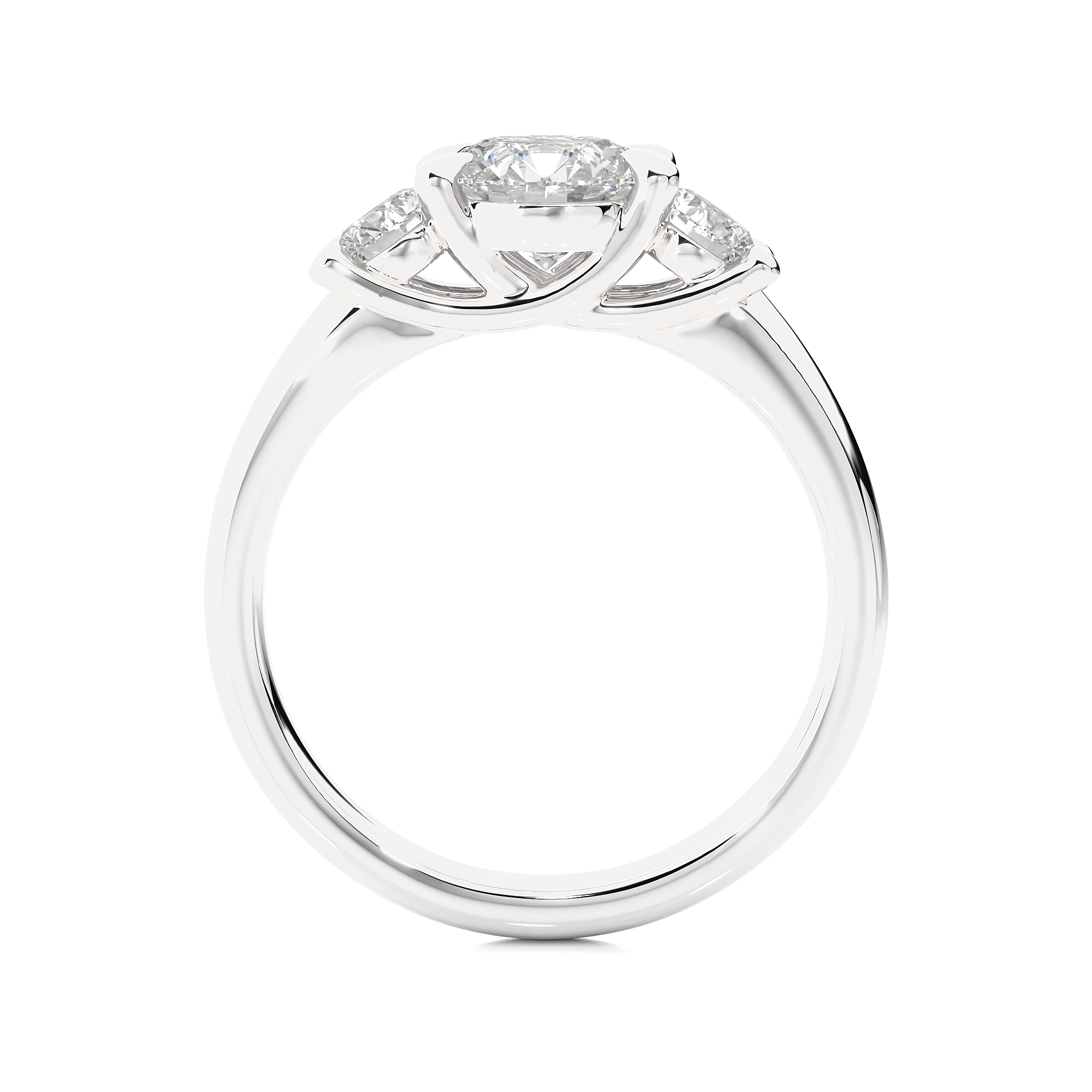 Classic Basket Set Lab Diamond Three Stone Engagement Ring