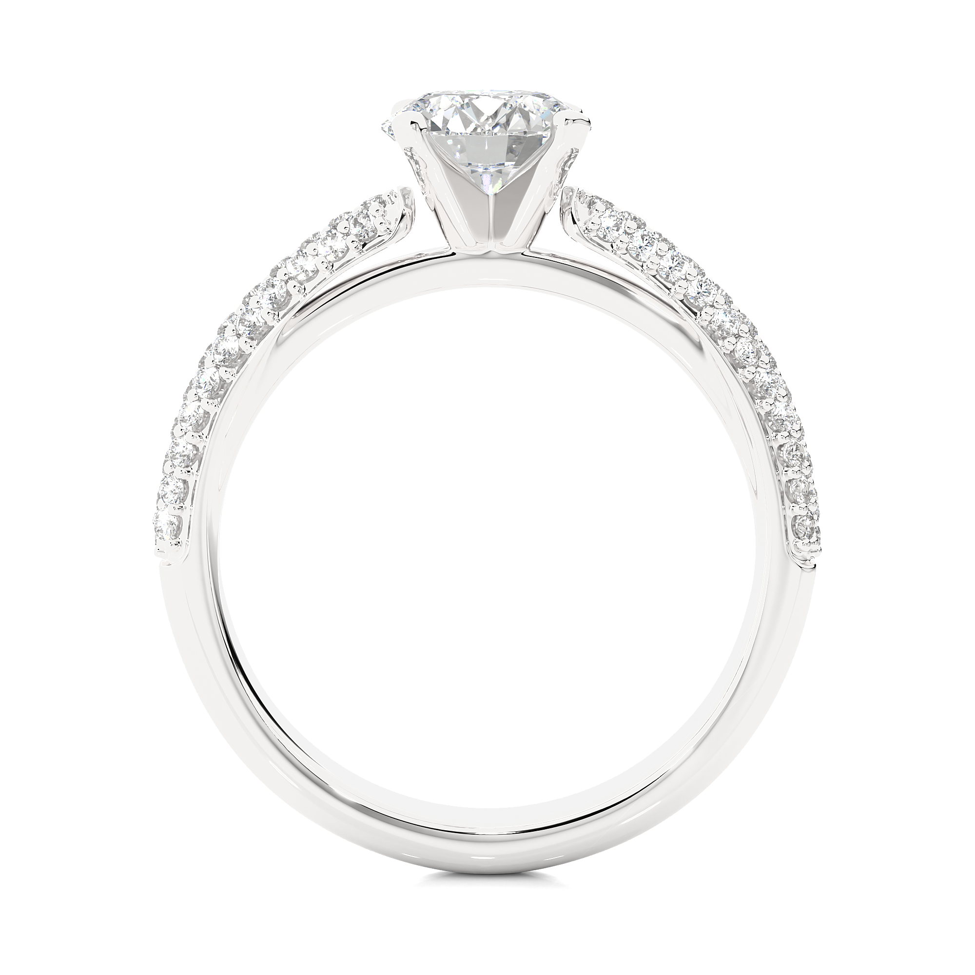 Round Lab Grown Diamond Pave Engagement Ring