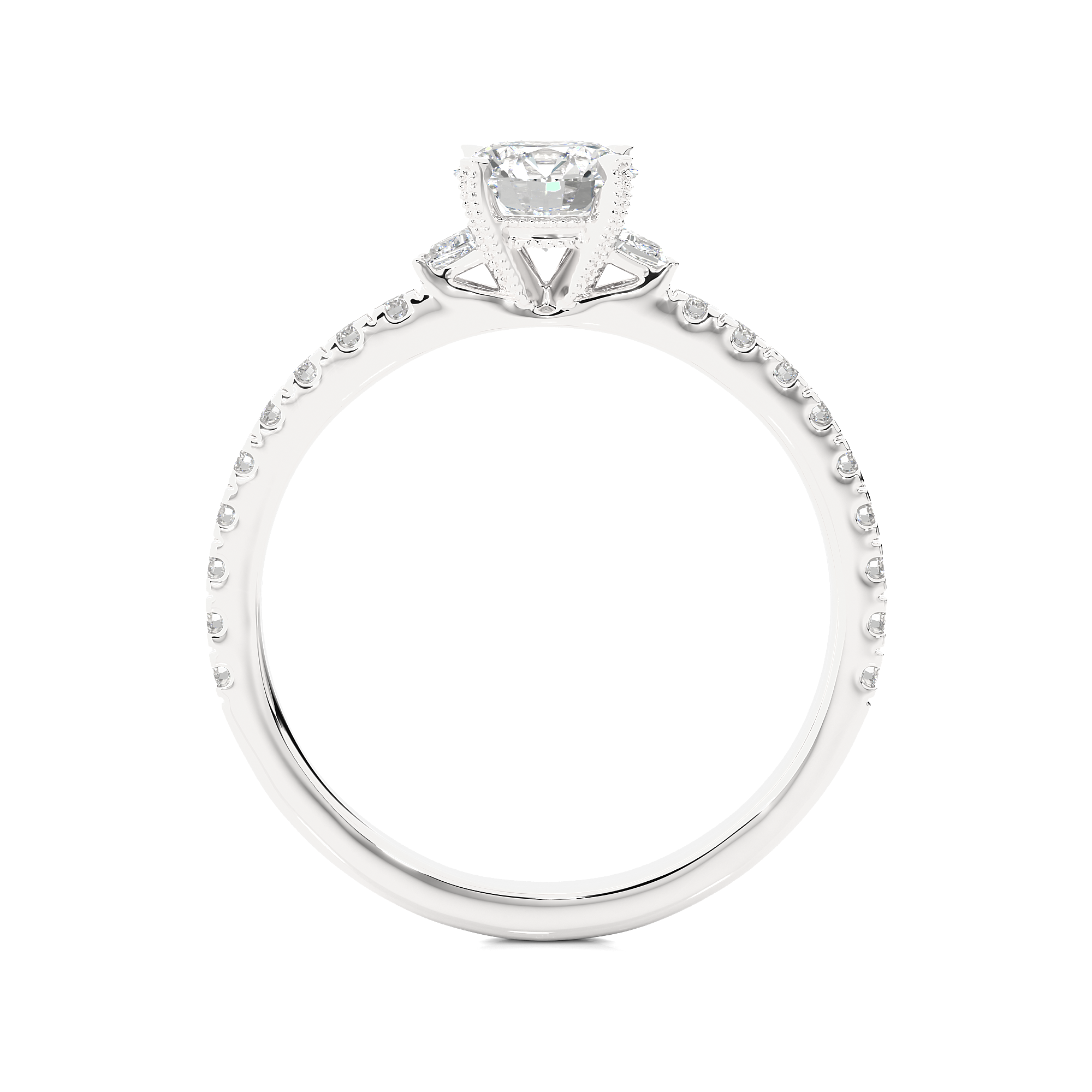 Three Stone Lab Grown Diamond Pavé Engagement Ring