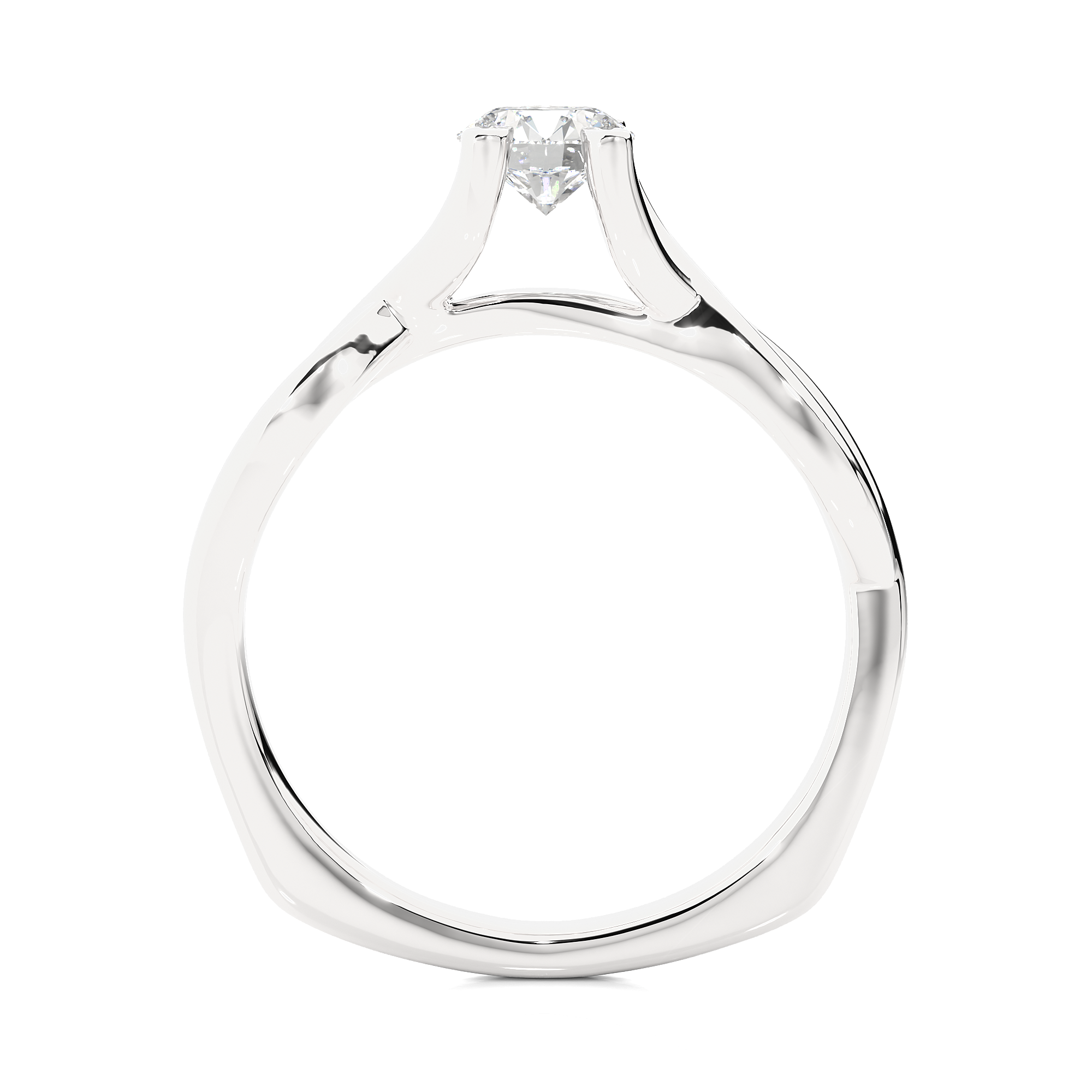 Twisted Shank Diamond Solitaire Engagement Ring