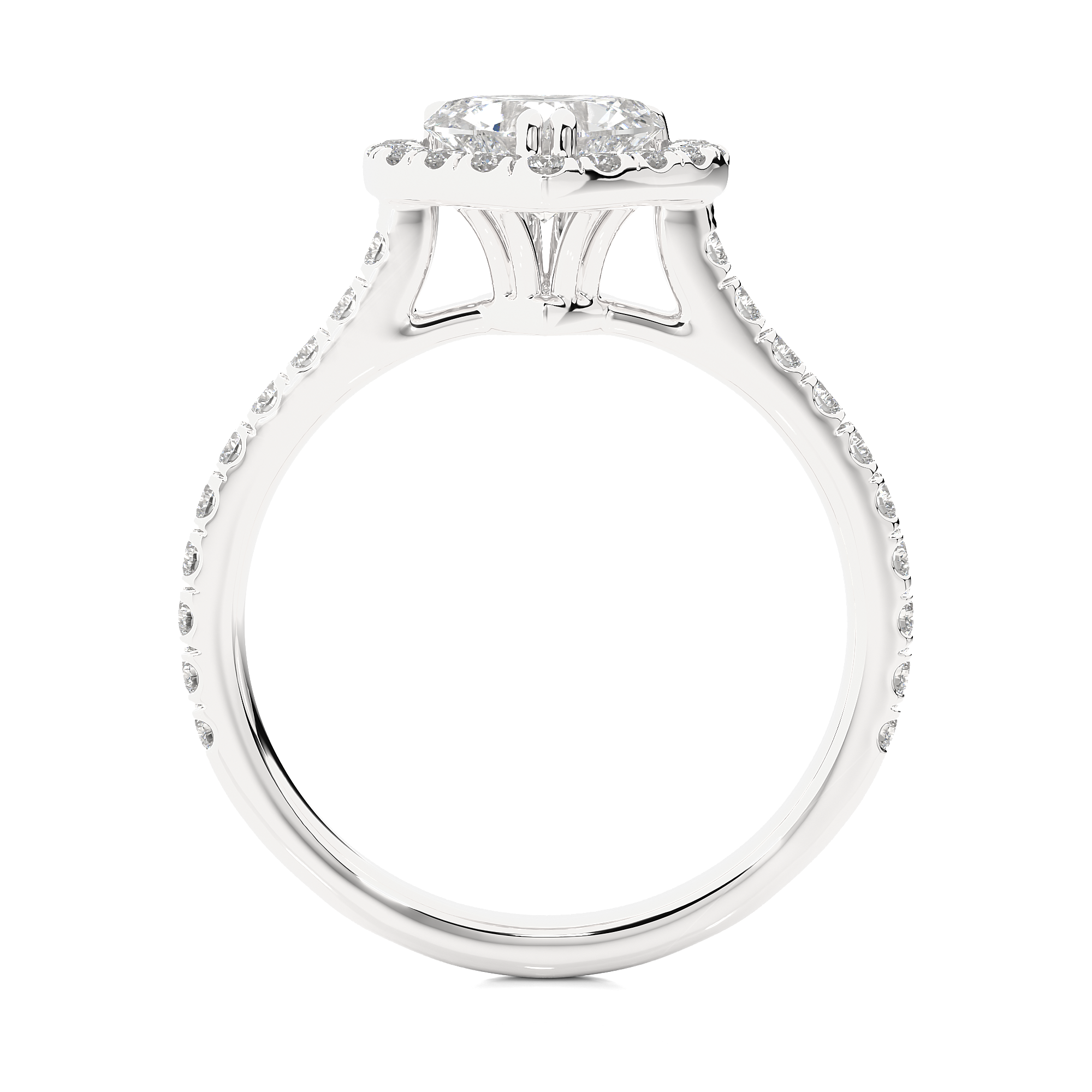Heart Shape Lab Grown Diamond Halo Engagement Ring