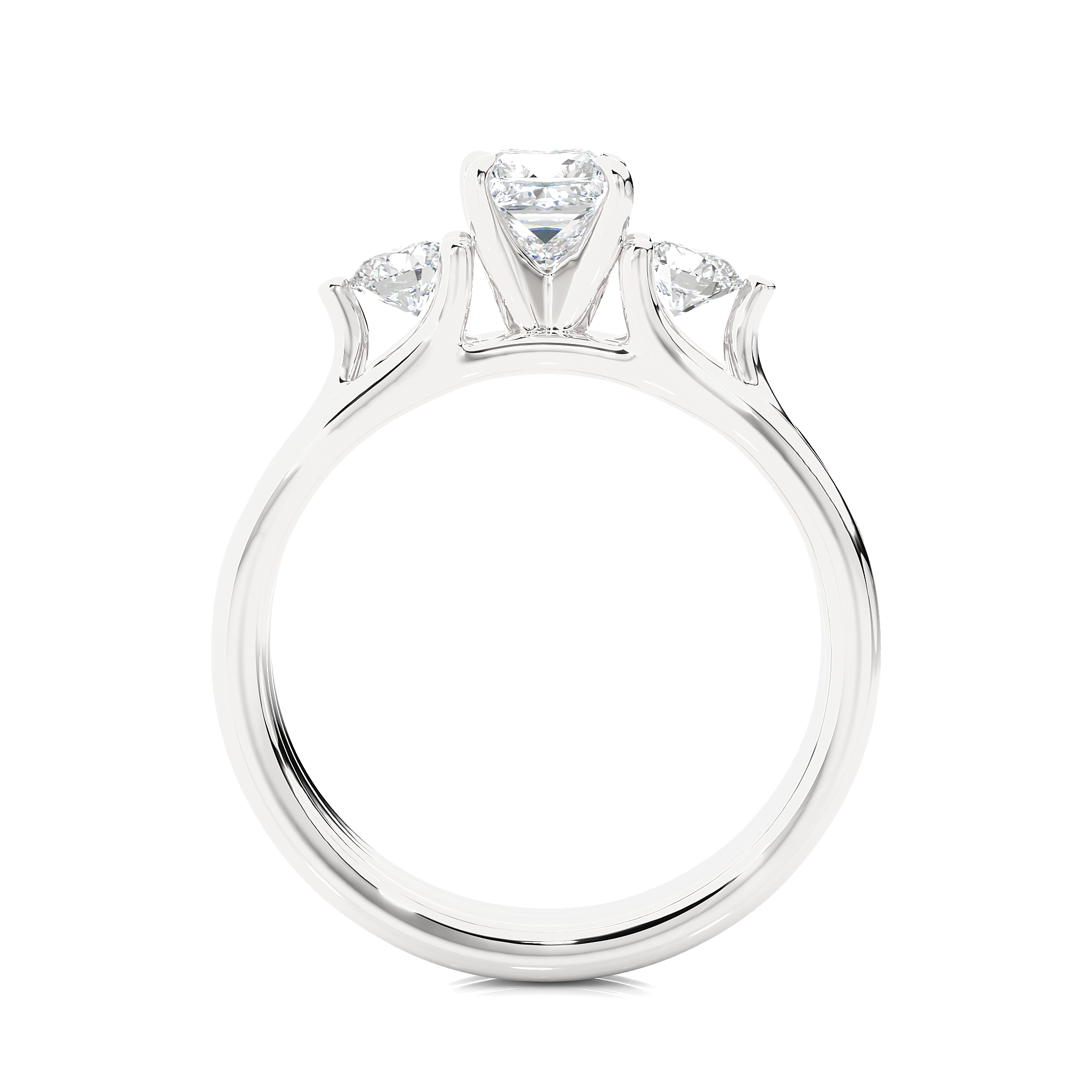 Princess Diamond Three Stone Engagement Ring