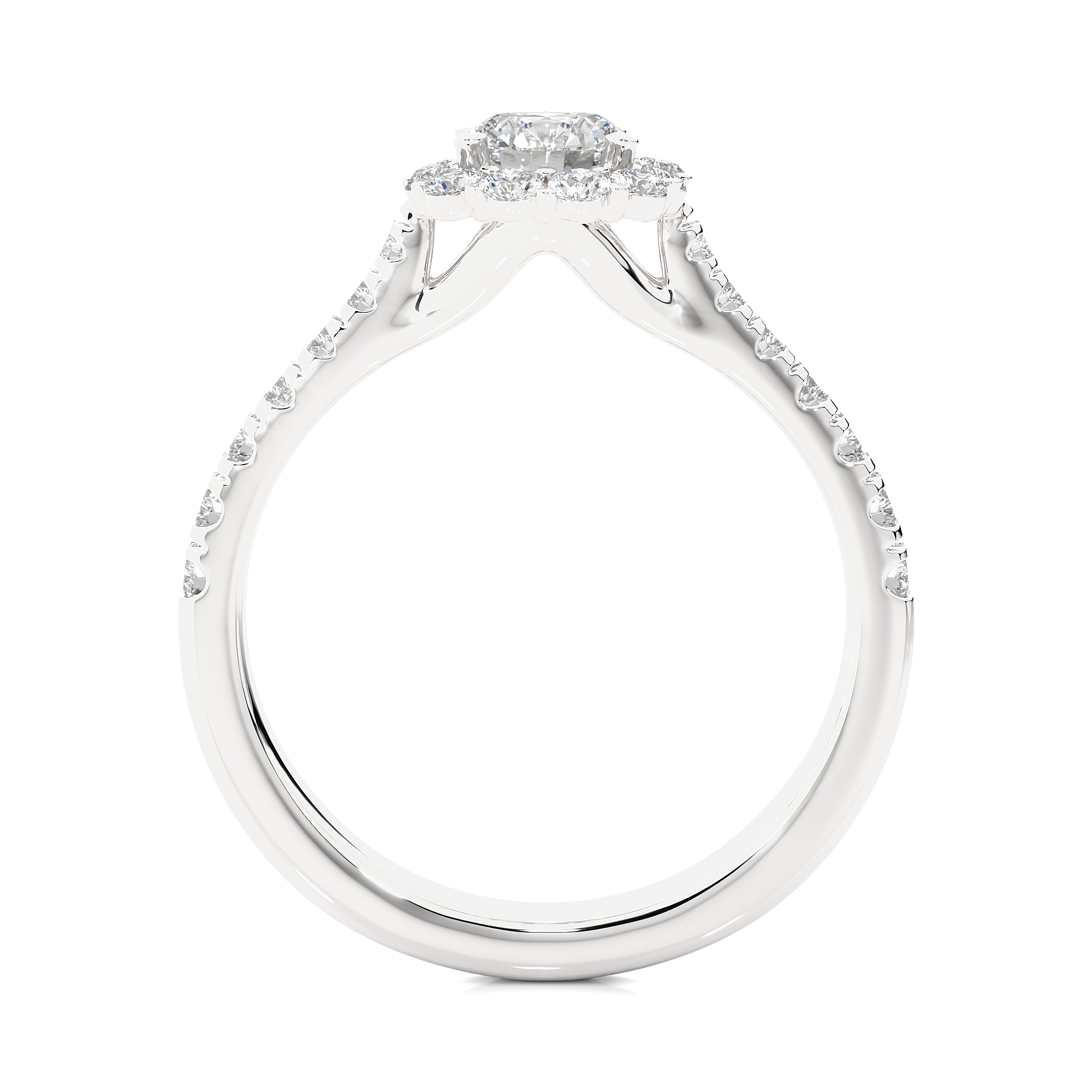 Round Lab Diamond Halo Engagement Ring