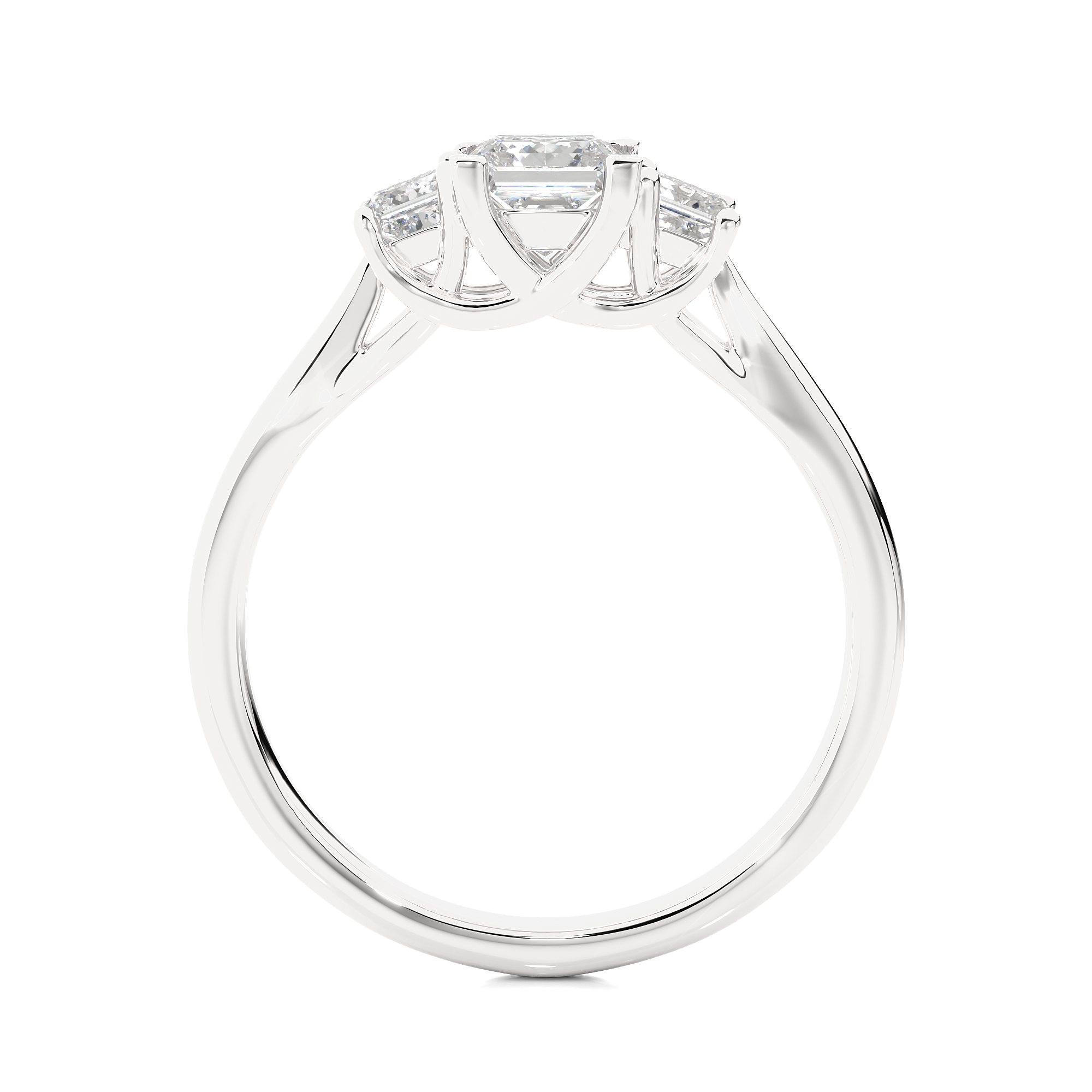 Three Stone Princess Lab Diamond Engagement Ring