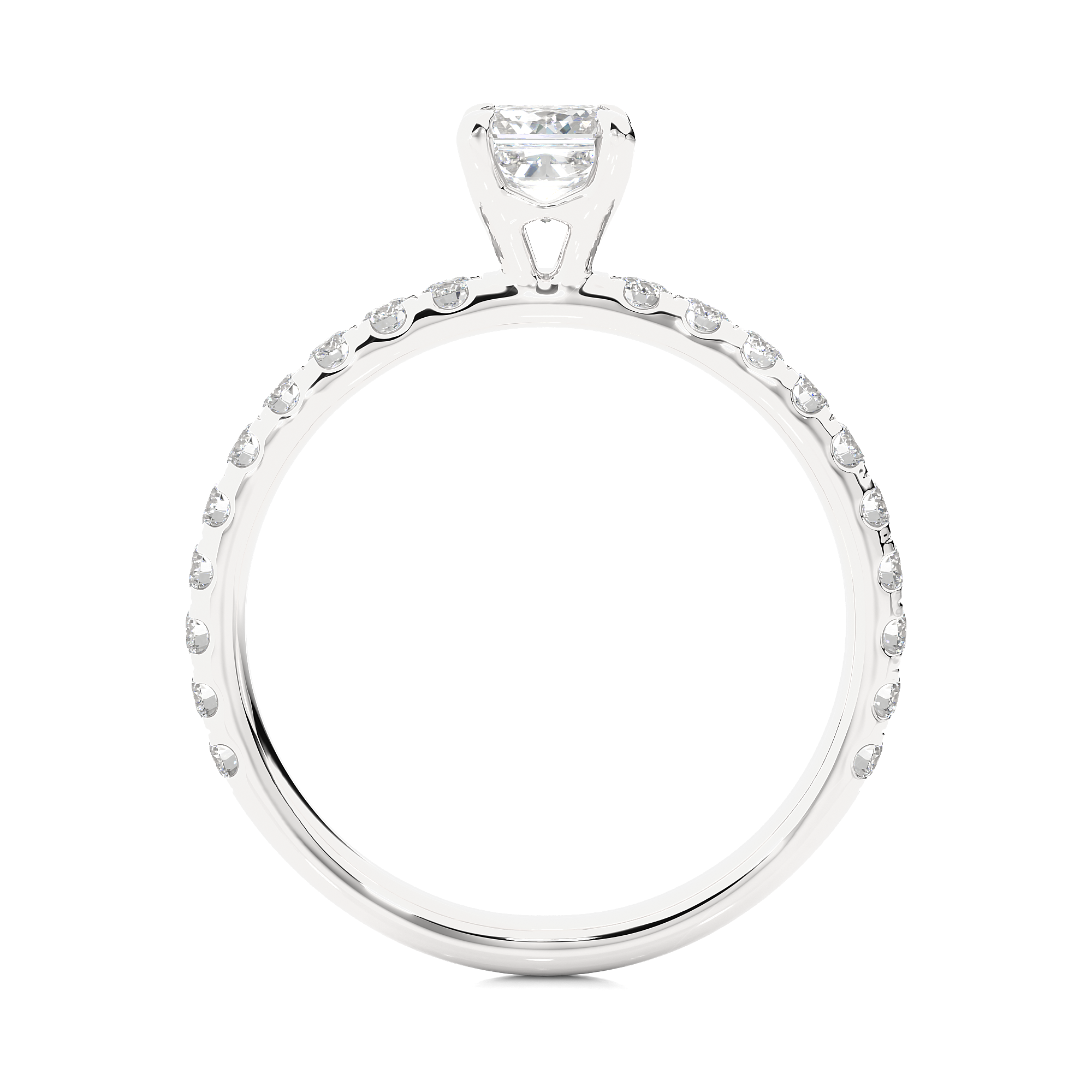 Princess Cut Lab Diamond Pavé Engagement Ring