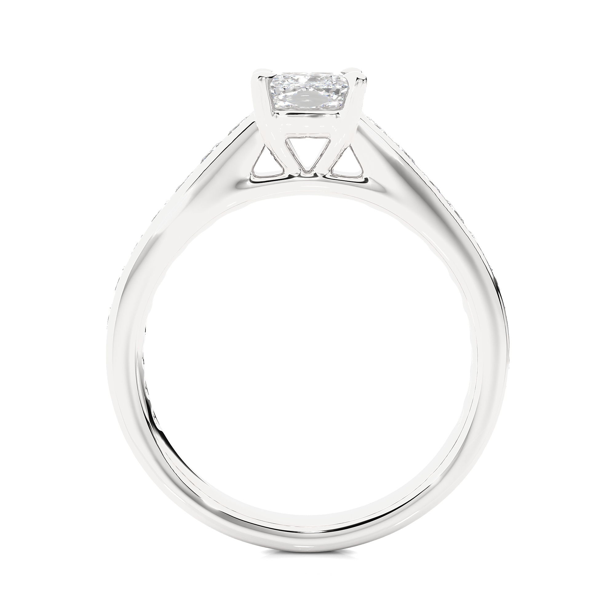 Cushion Cut Diamond Engagement Ring With Channel Band