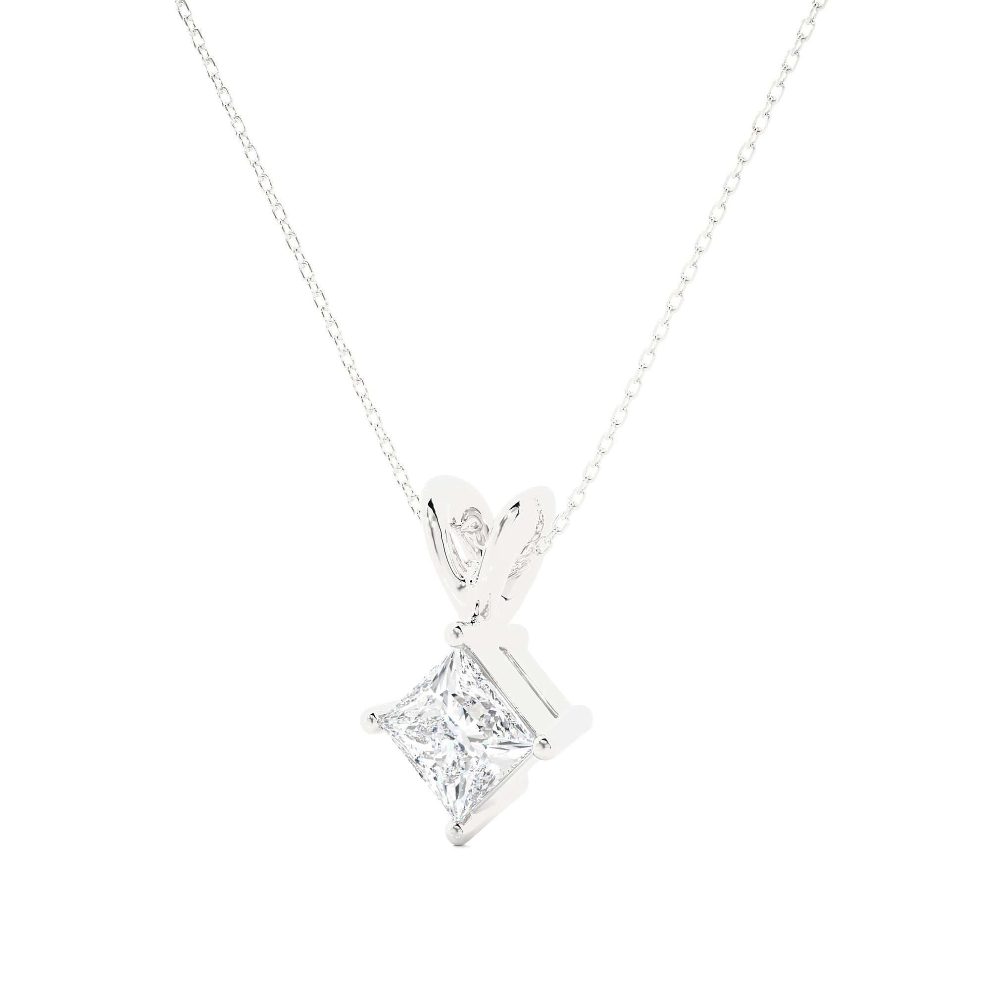 Princess Cut Lab Grown Diamond Solitaire Necklace