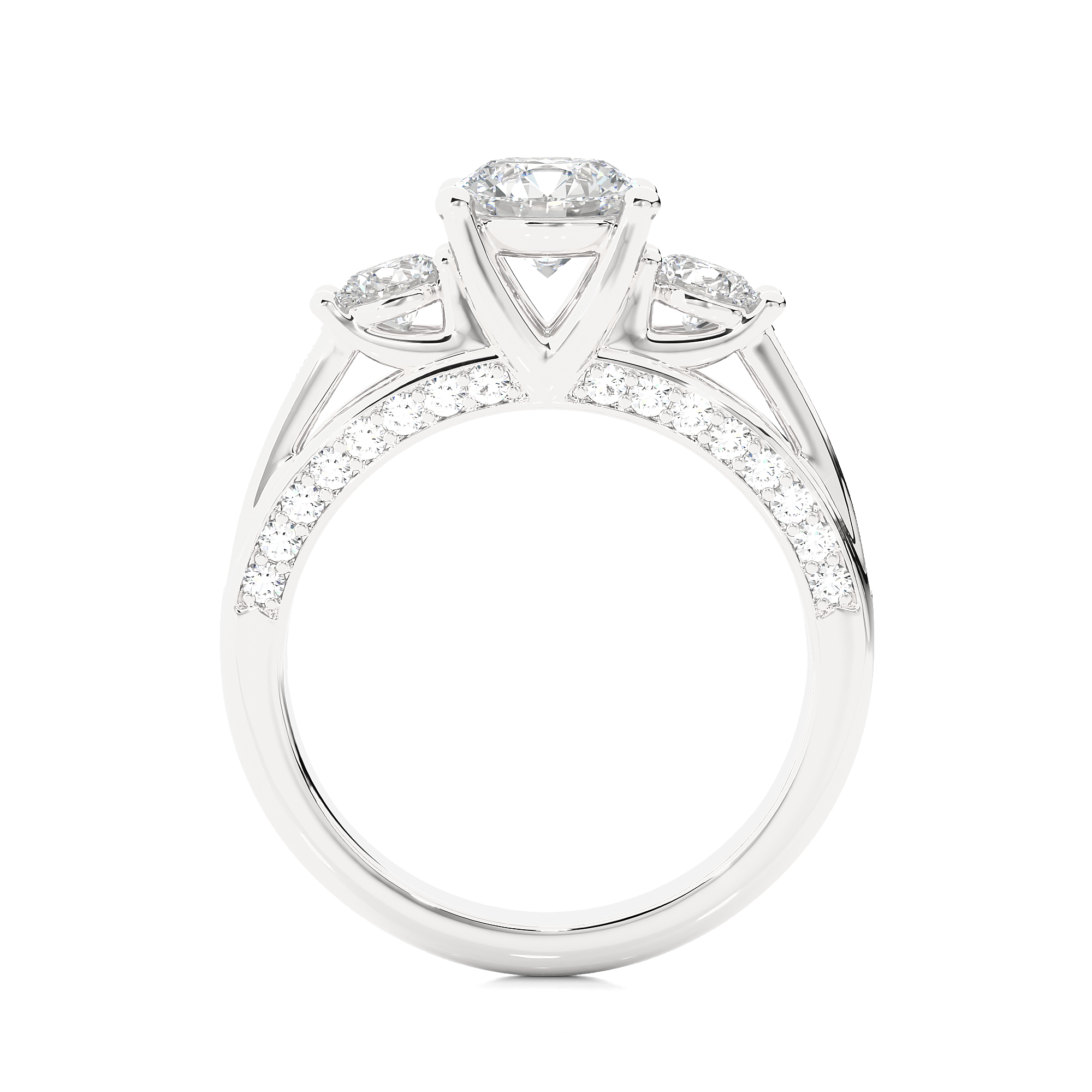 Three Stone Round Diamond Engagement Ring