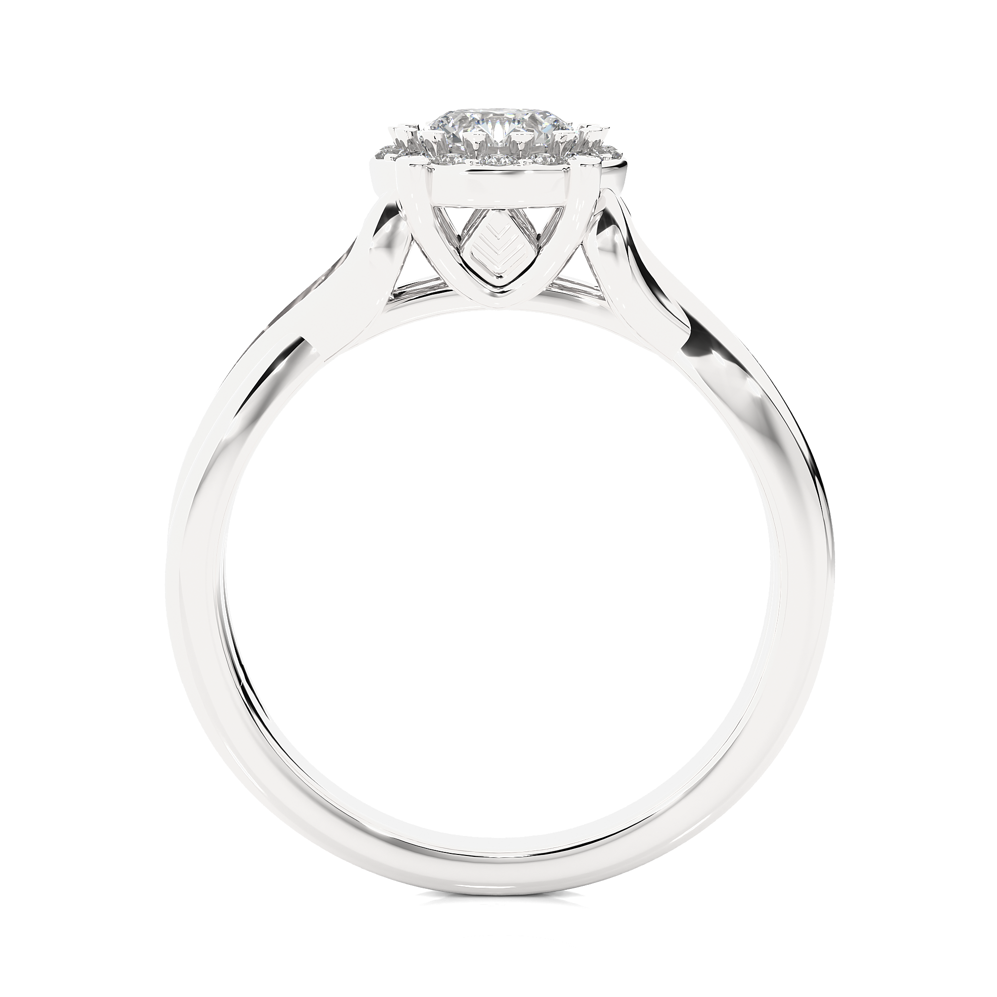 Round Diamond Halo Engagement Ring With Twisted Band