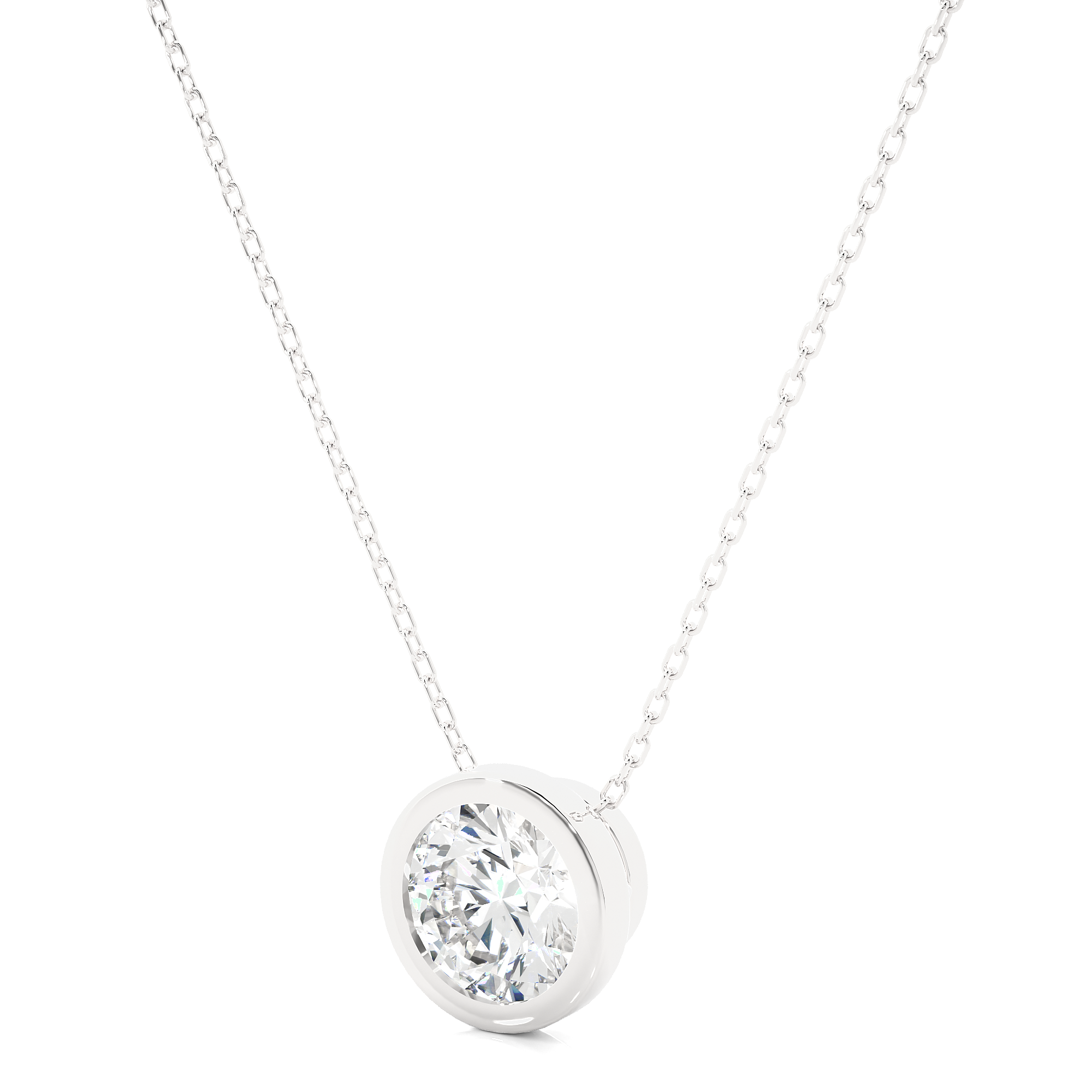 Bezel Set Round Cut Lab Grown Diamond Necklace