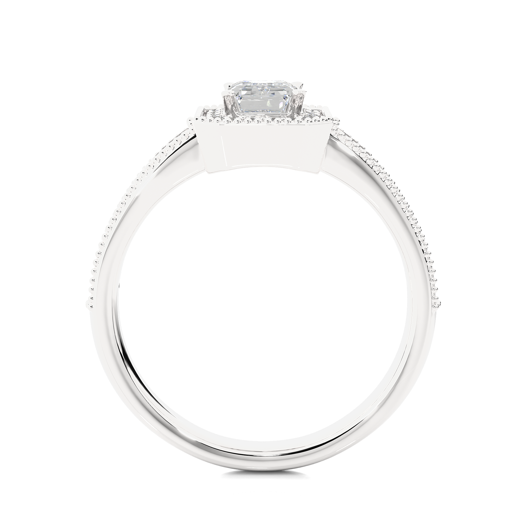 Emerald Cut Lab Grown Diamond Halo Engagement Ring
