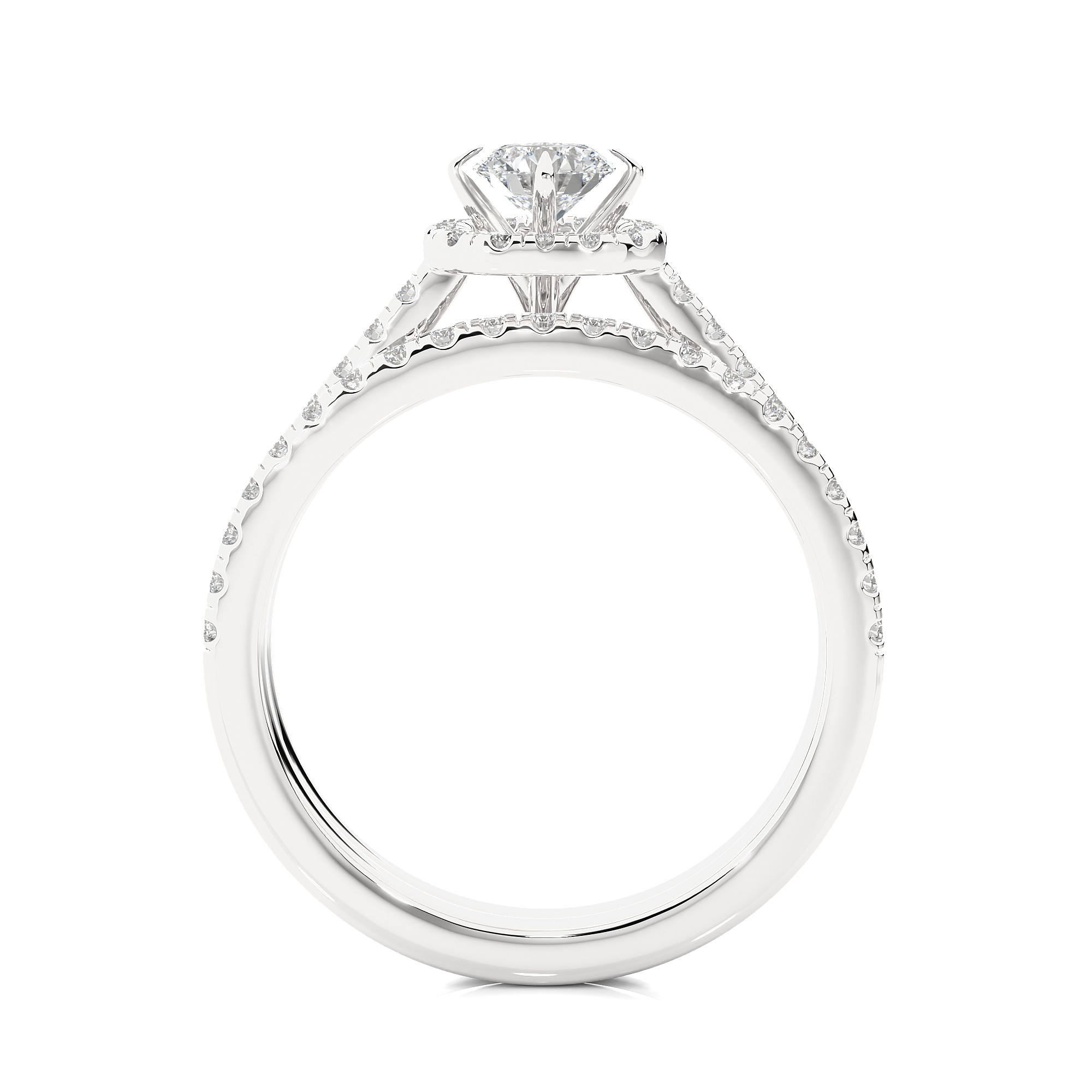 Round Lab Grown Diamond Halo Engagement Ring