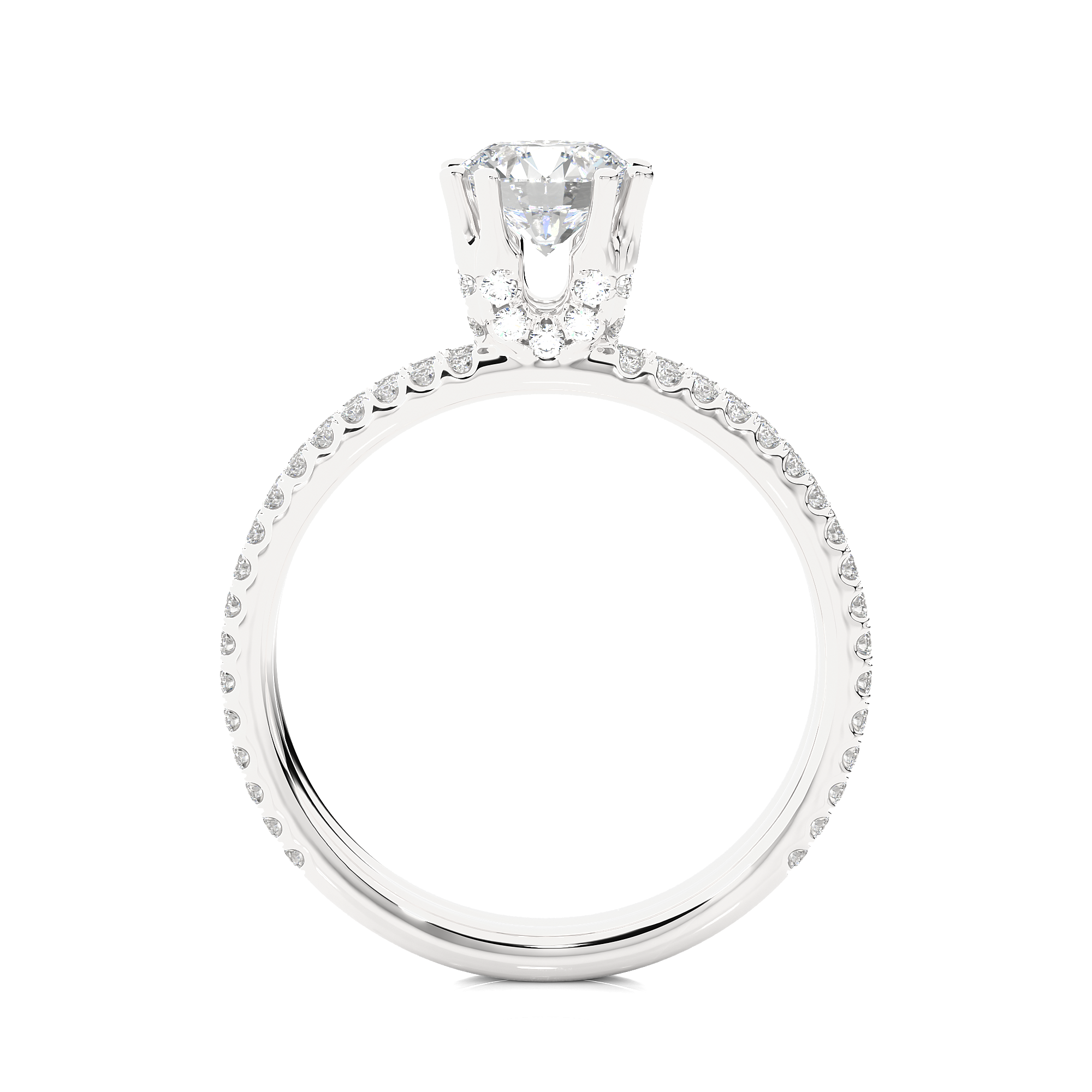 Round Lab Grown Diamond Engagement Ring With Split Shank Band