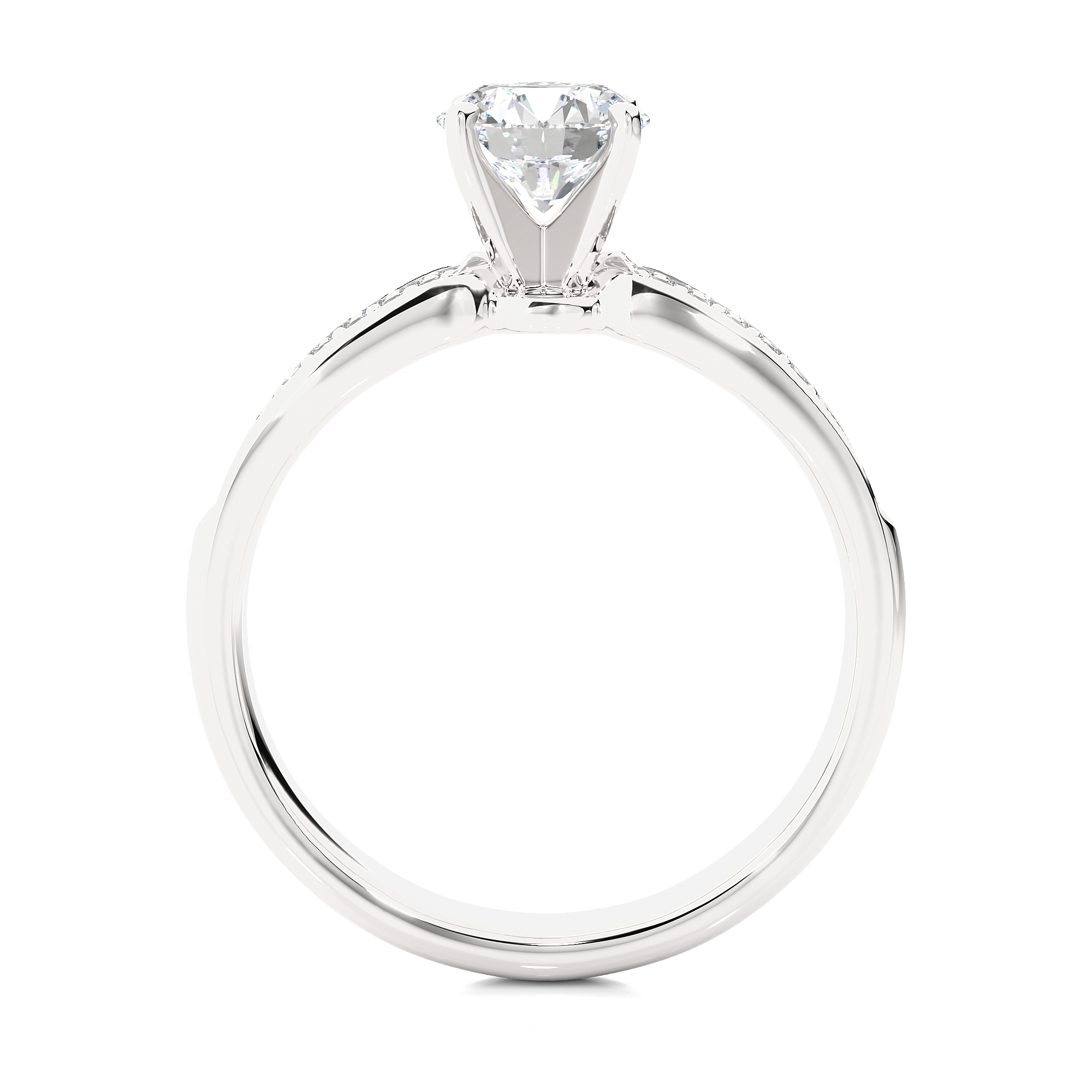 Round Lab Grown Diamond Wide Pave Engagement Ring