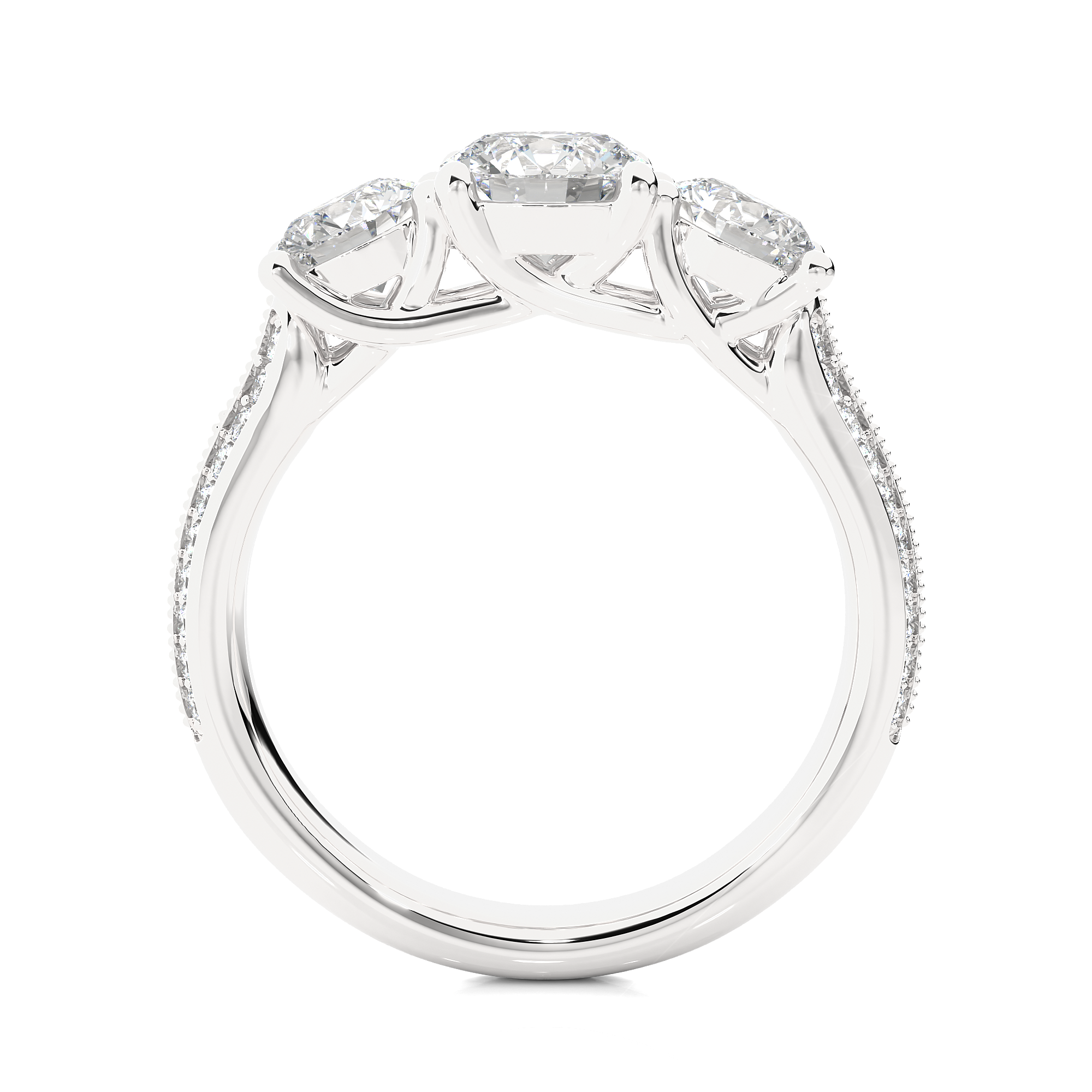 Round Three Stone Lab Grown Diamond Ring