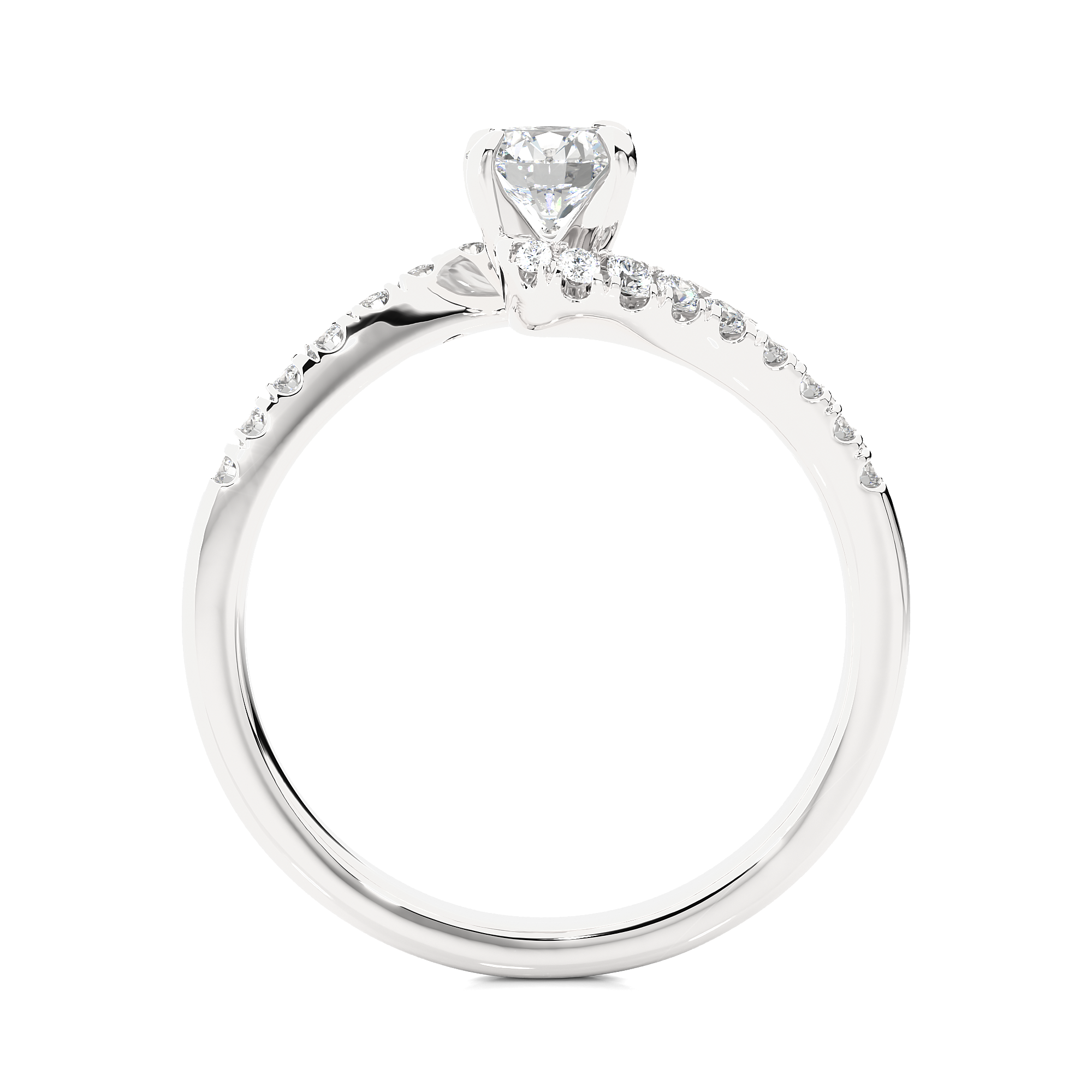 Round Lab Grown Diamond Twist Split Shank Engagement Ring