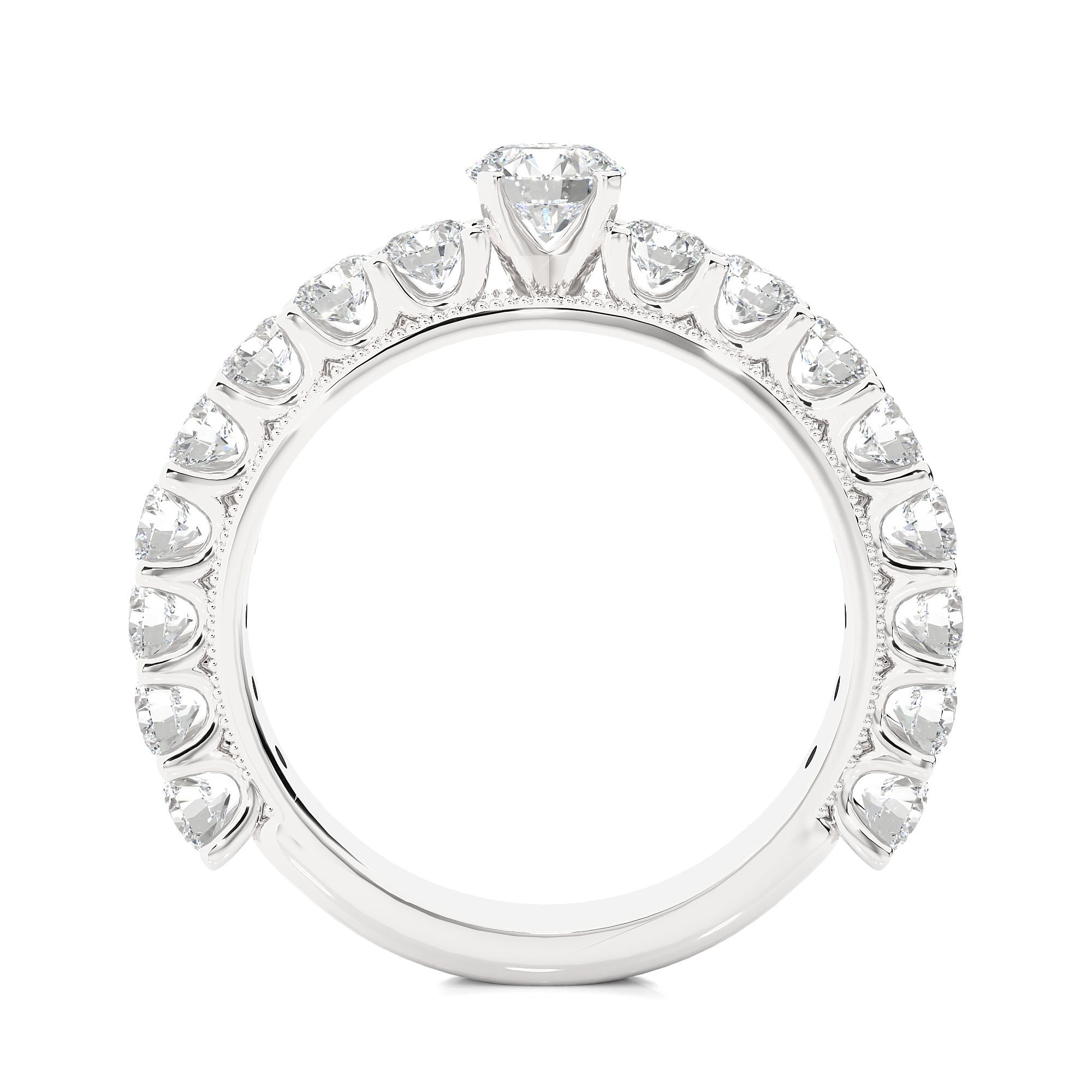 Round Cut Lab Grown Diamond Half Eternity Band