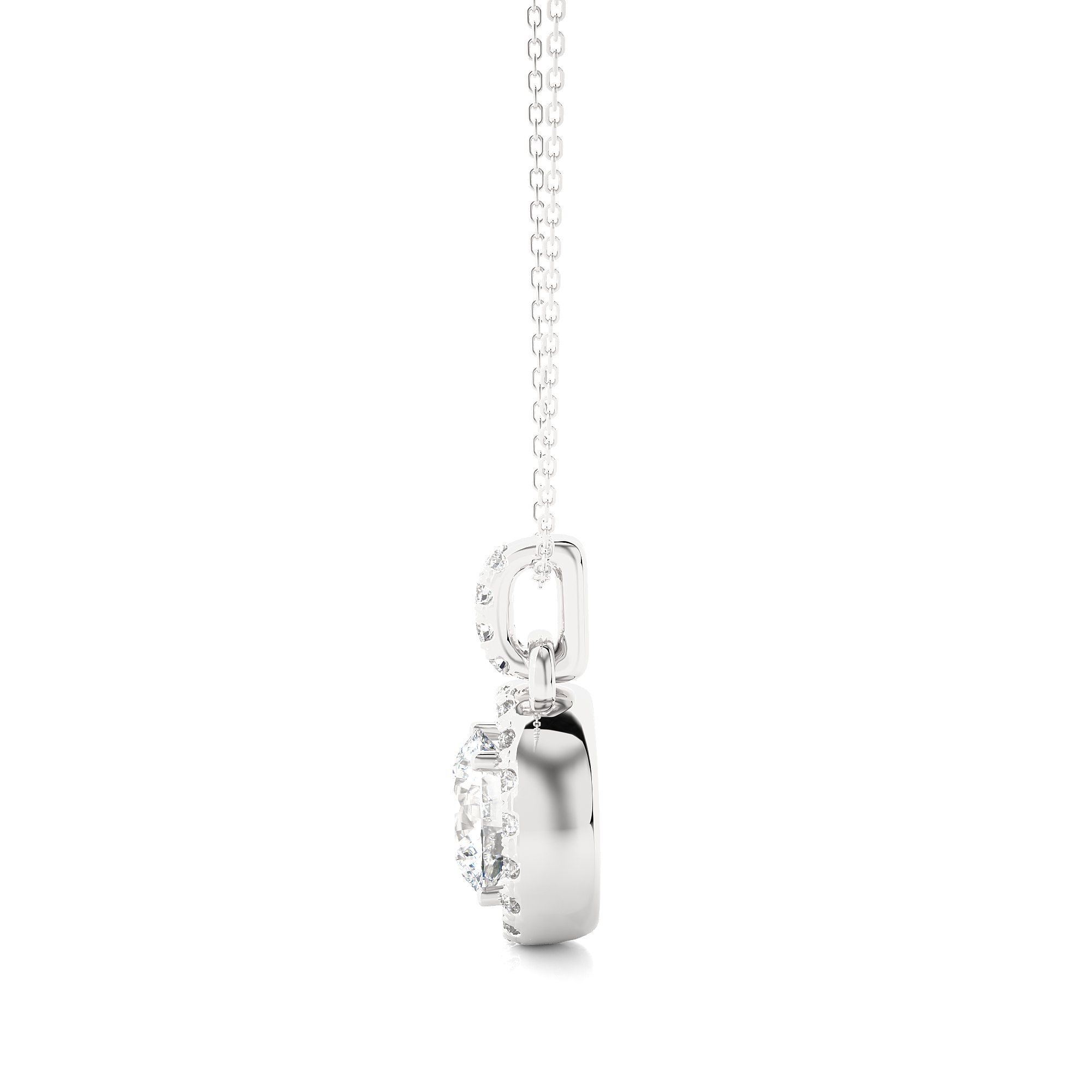 Luxury Round Lab Grown Diamond Halo Pendant Necklace