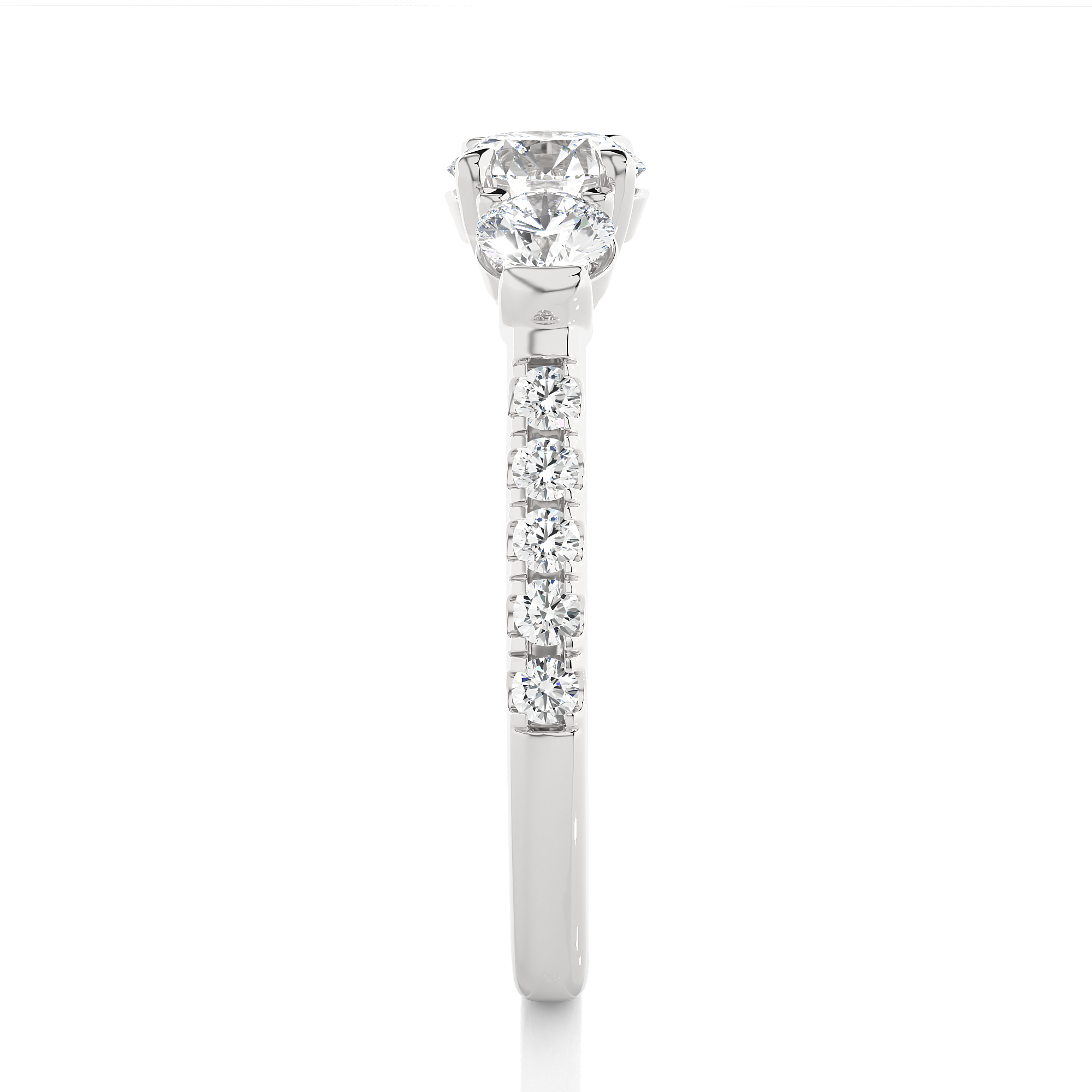 Round Lab Diamond Three Stone Engagement RIng
