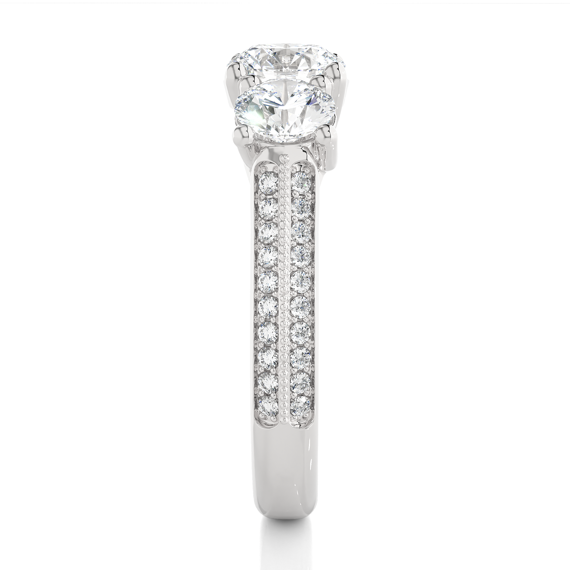 Round Three Stone Lab Grown Diamond Ring