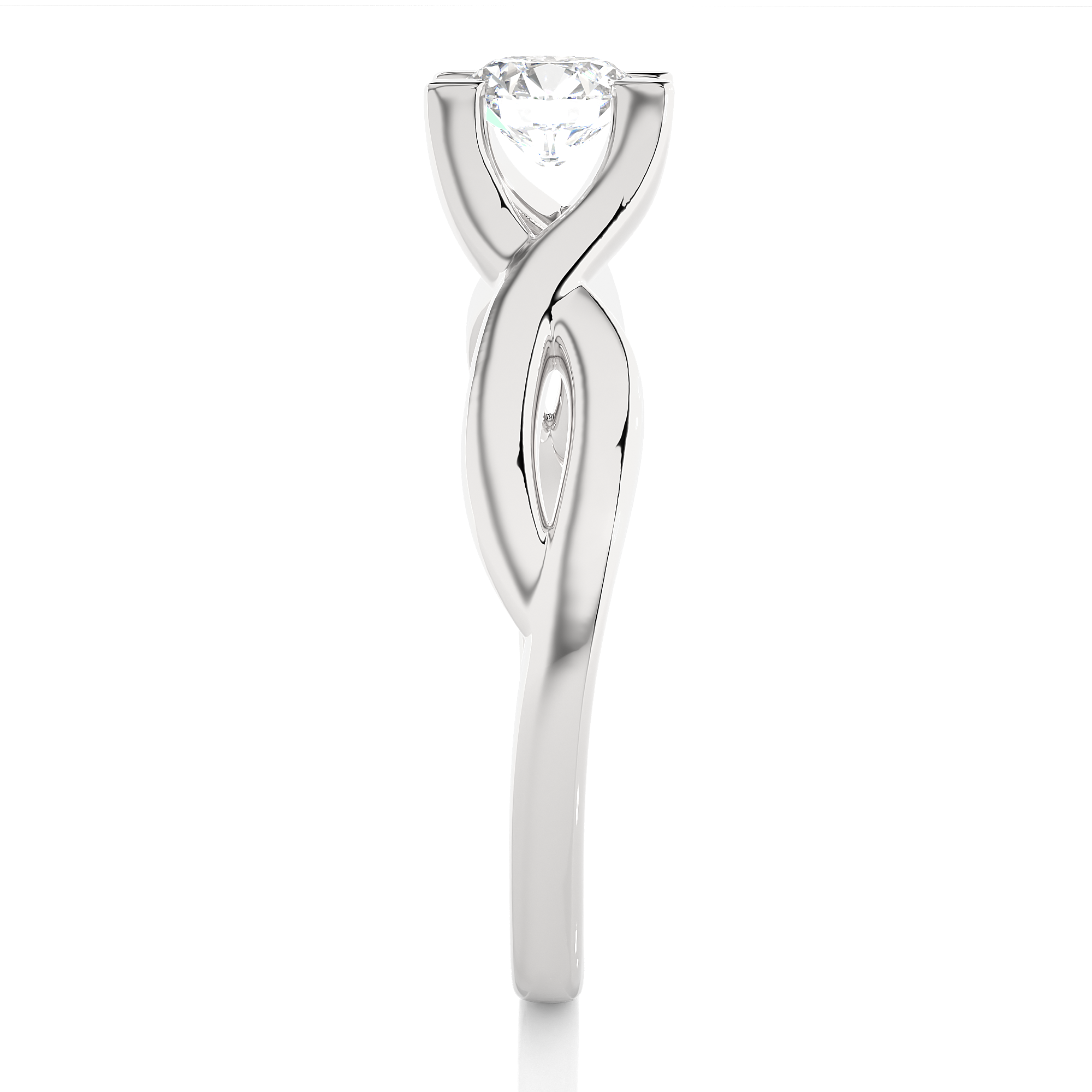 Twisted Shank Diamond Solitaire Engagement Ring