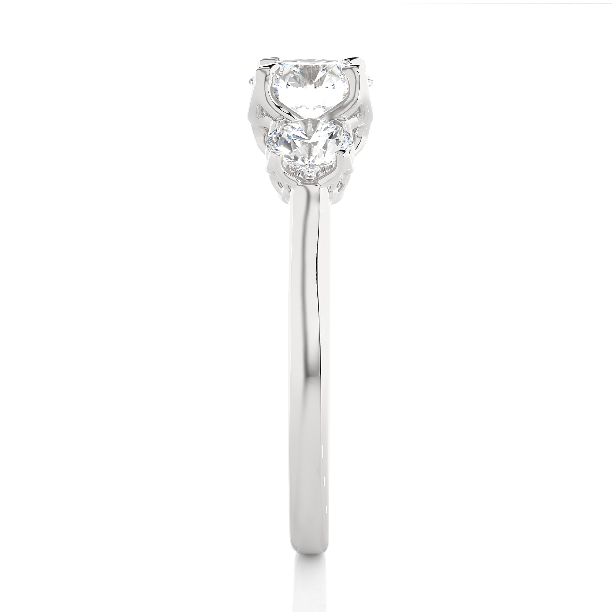 Round Diamond Three Stone Engagement Ring