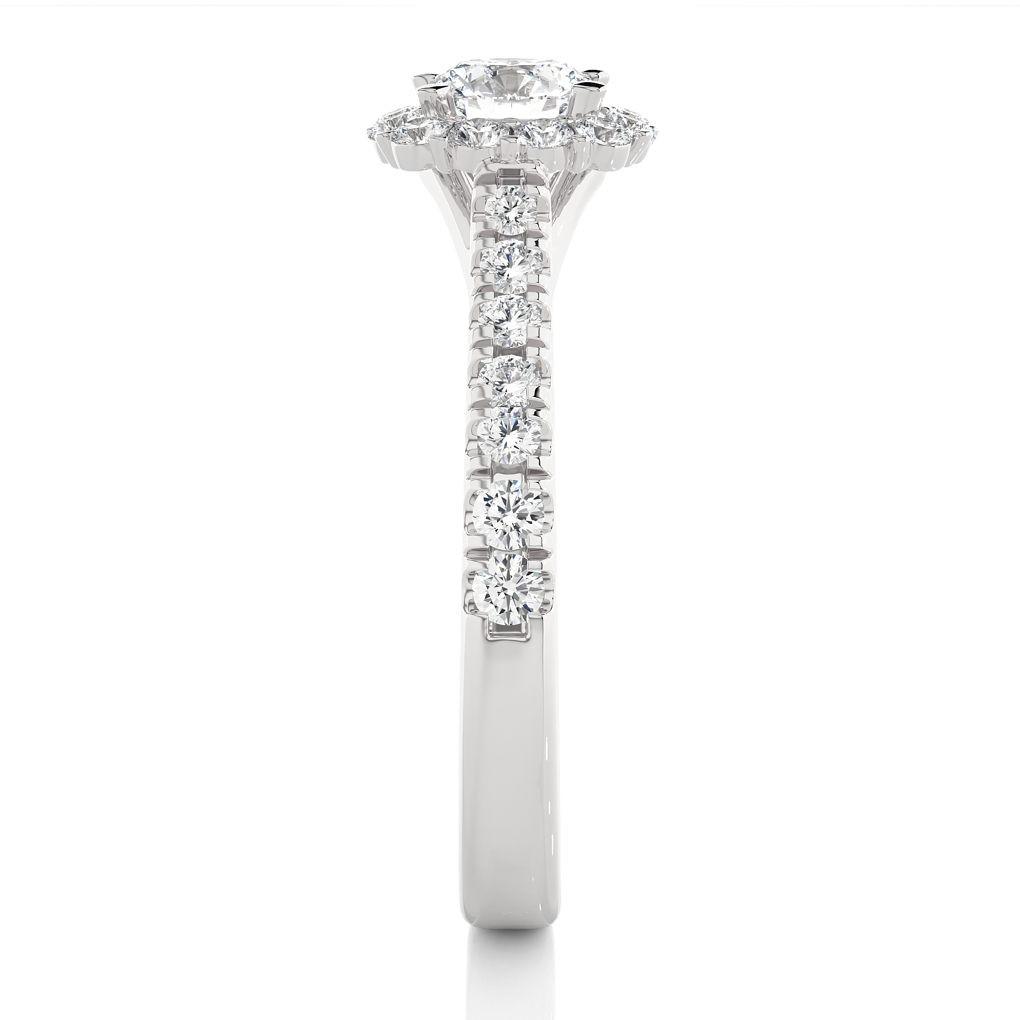 Round Lab Diamond Halo Engagement Ring