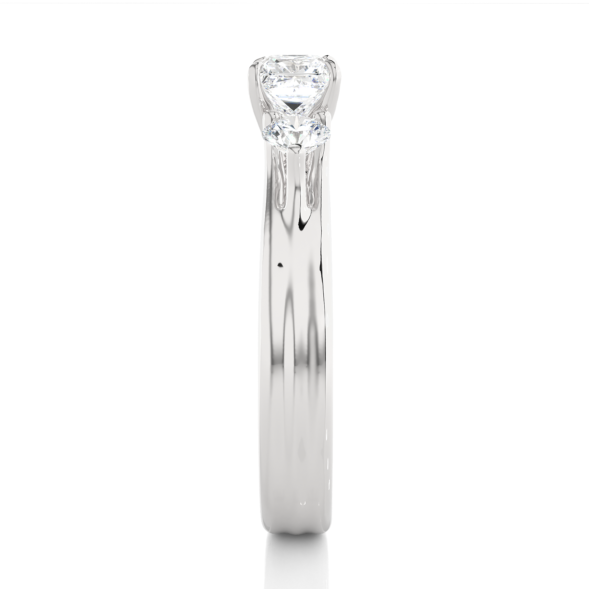 Princess Diamond Three Stone Engagement Ring