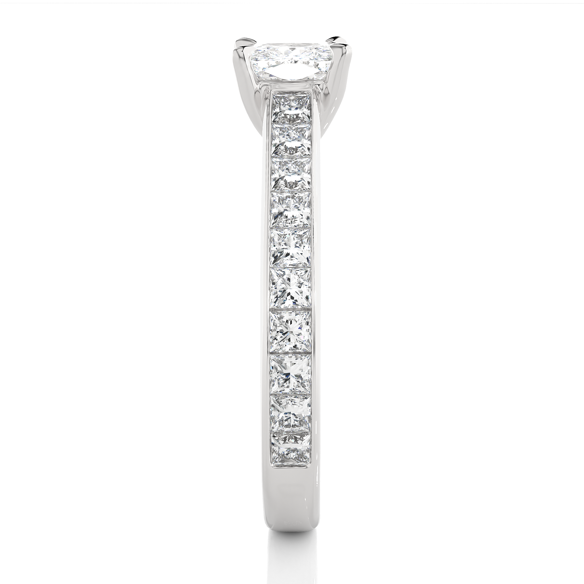 Cushion Cut Diamond Engagement Ring With Channel Band