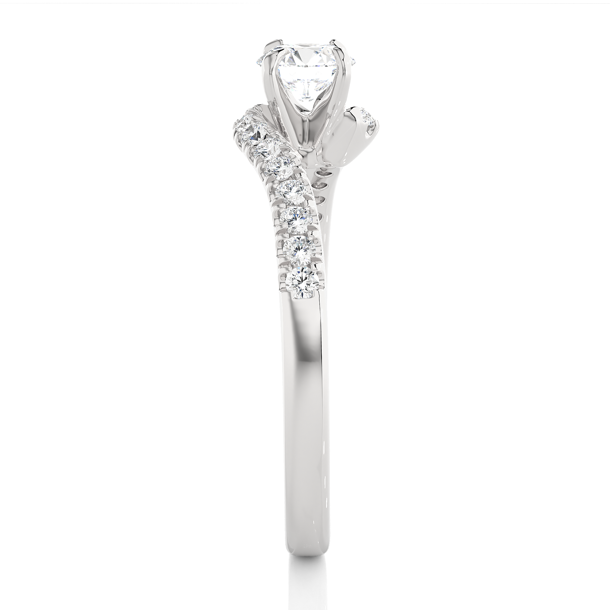 Round Lab Grown Diamond Twist Split Shank Engagement Ring