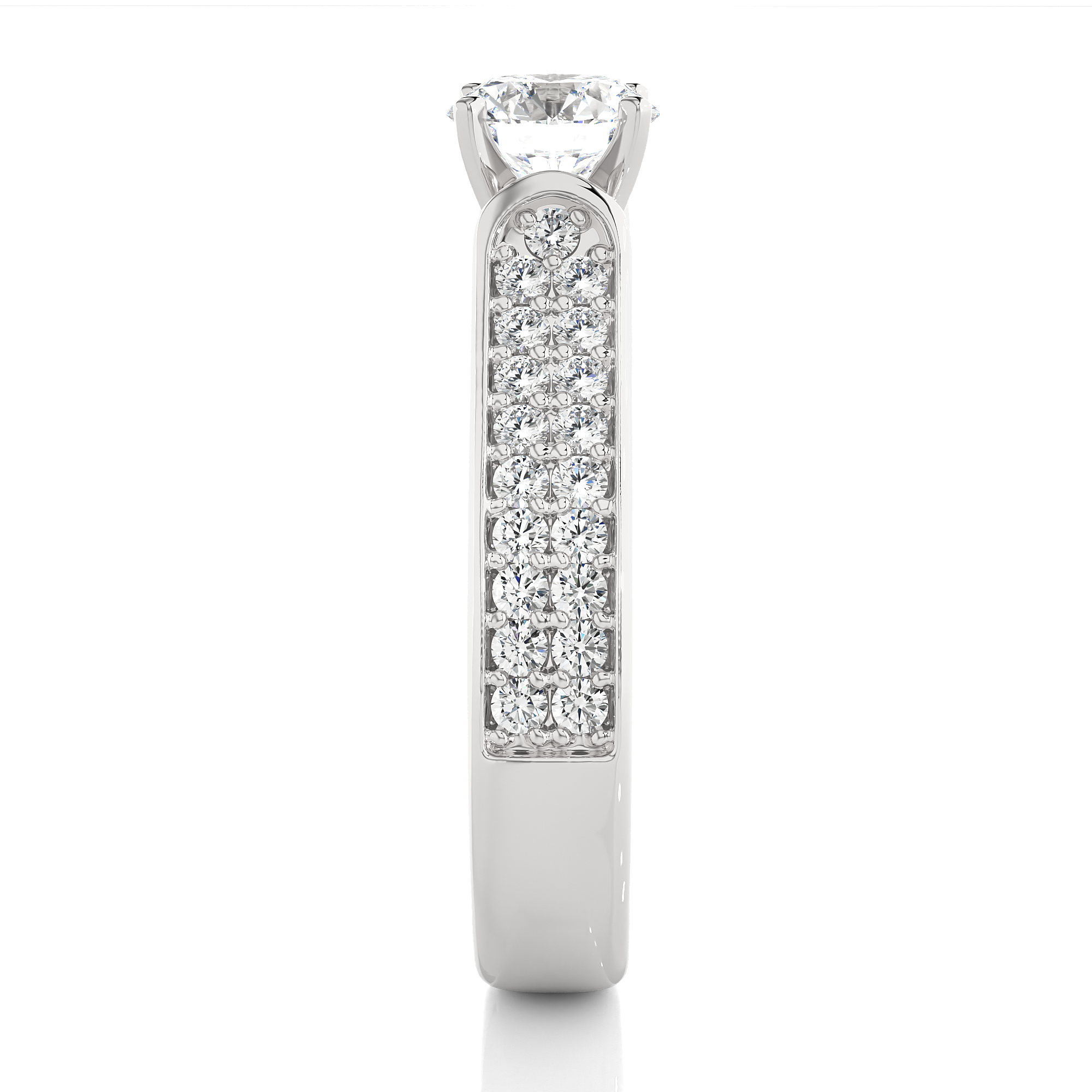 Round Lab Grown Diamond Pave Engagement Ring
