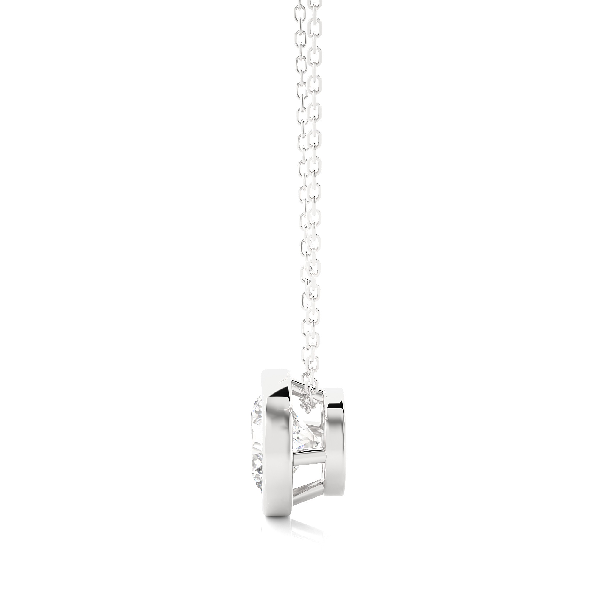 Bezel Set Round Cut Lab Grown Diamond Necklace