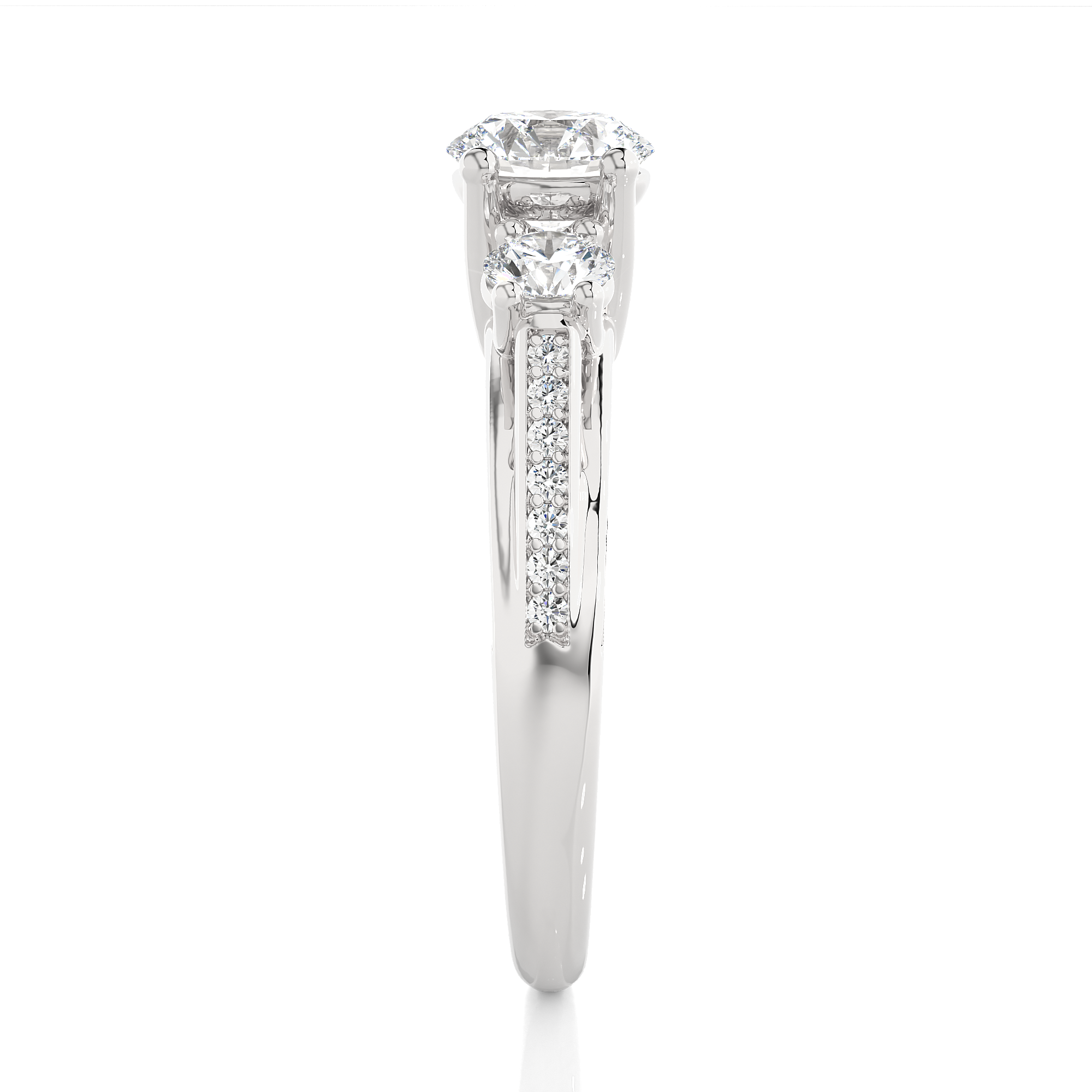 Three Stone Round Diamond Engagement Ring