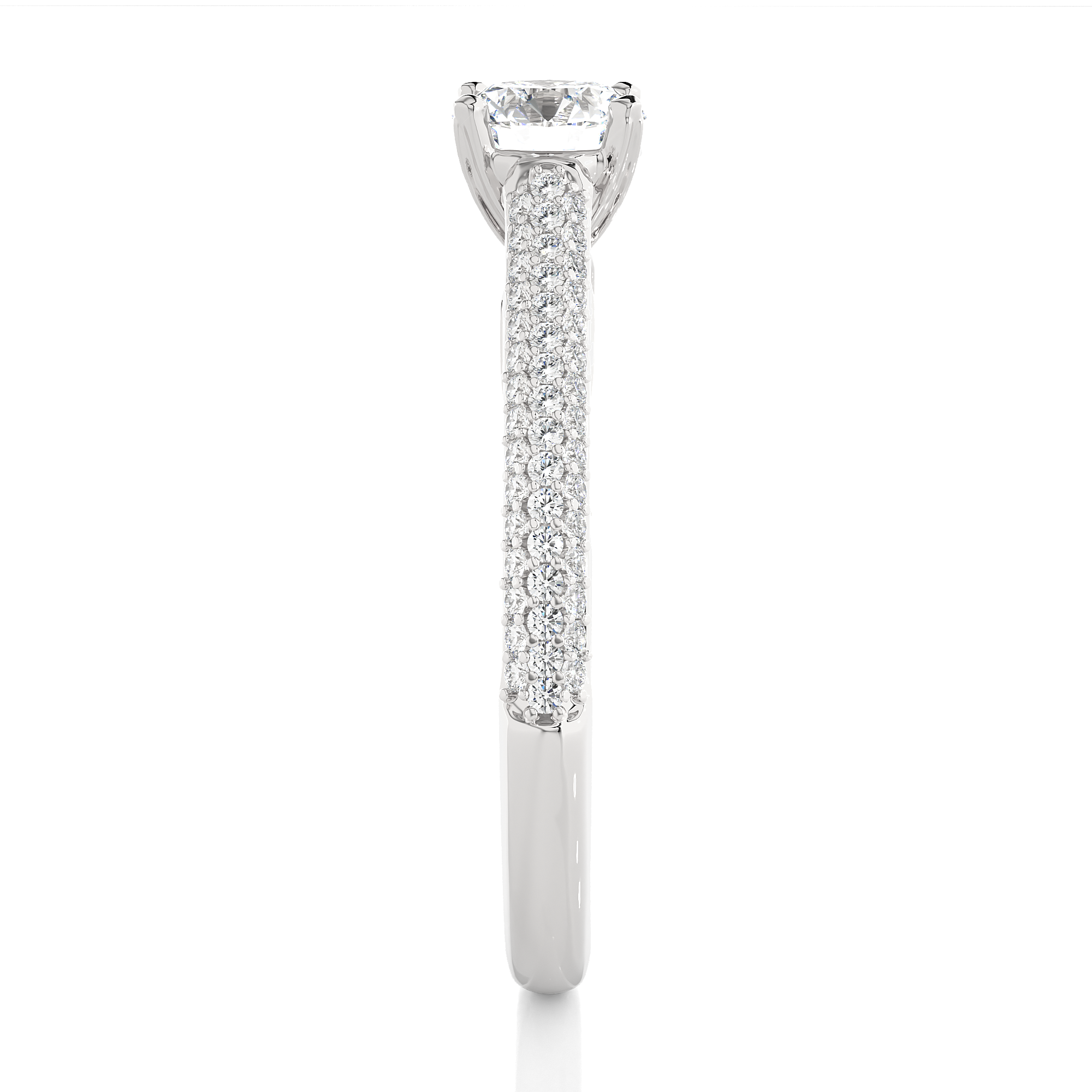 Round Lab Grown Diamond Double Pave Engagement Ring