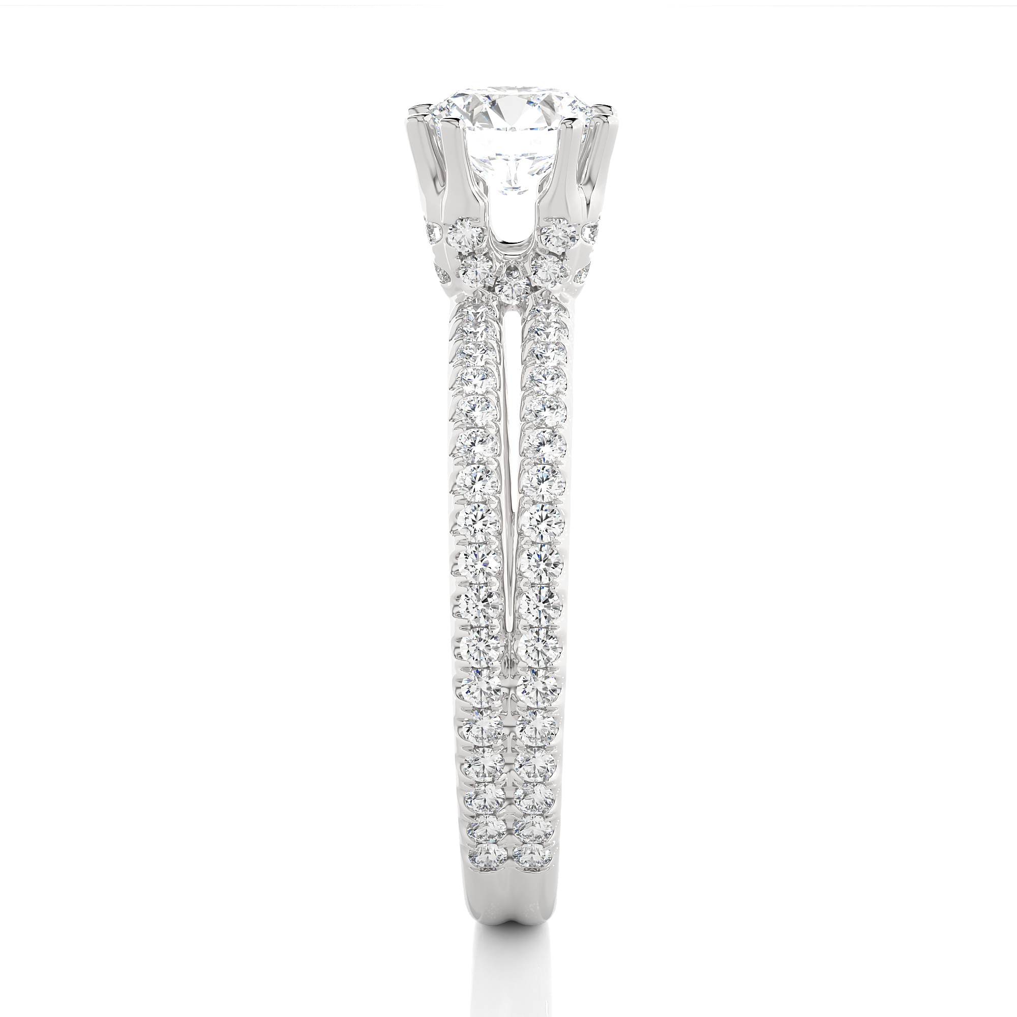 Round Lab Grown Diamond Engagement Ring With Split Shank Band
