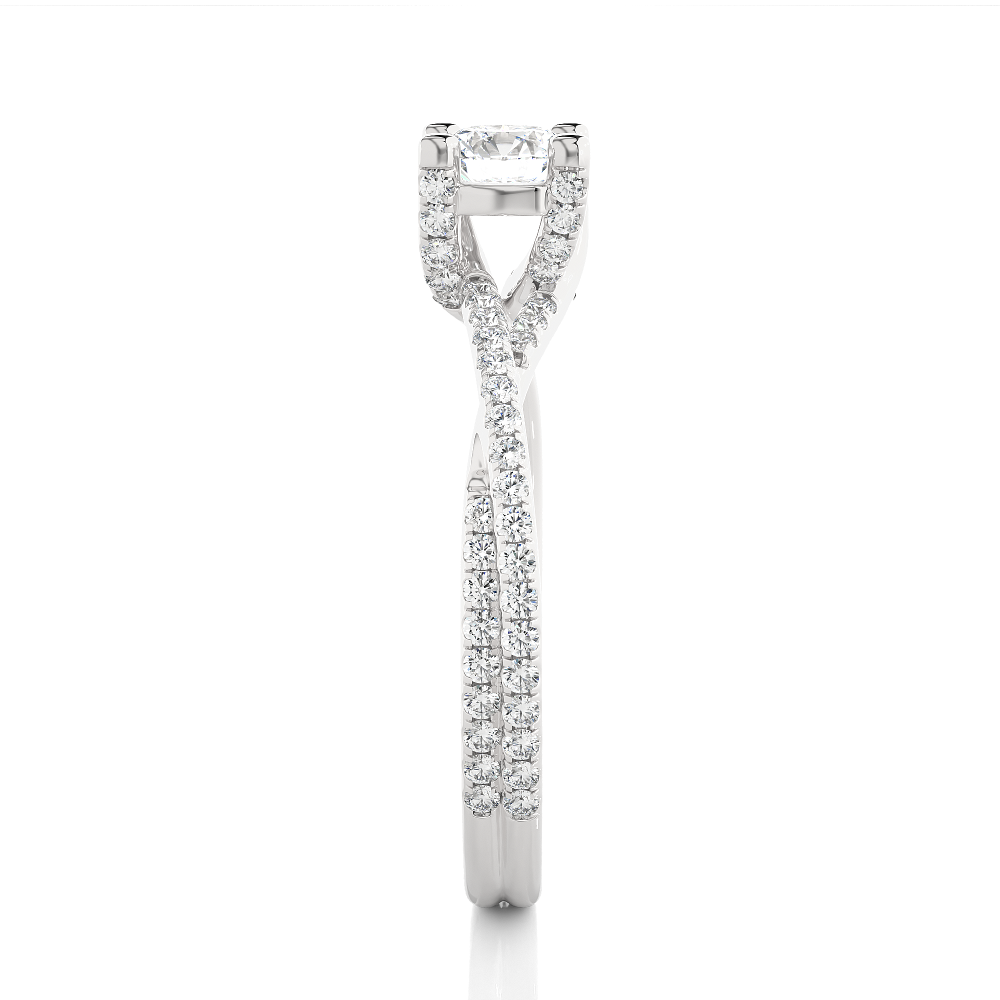 Round Cut Lab Grown Diamond Split Shank Engagement Ring
