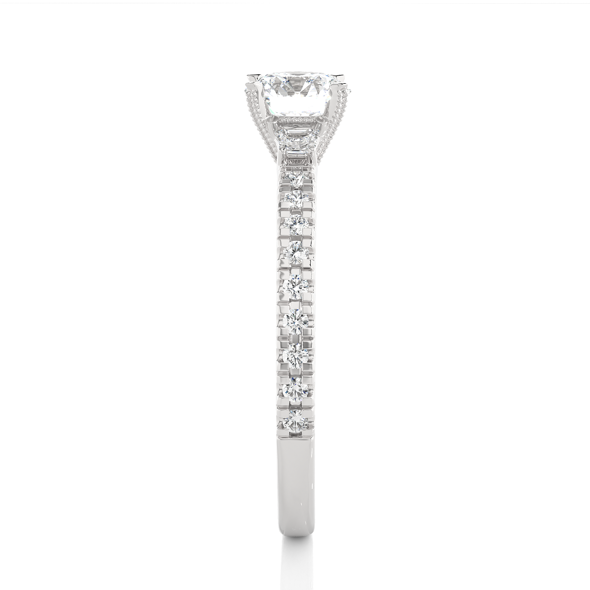Three Stone Lab Grown Diamond Pavé Engagement Ring