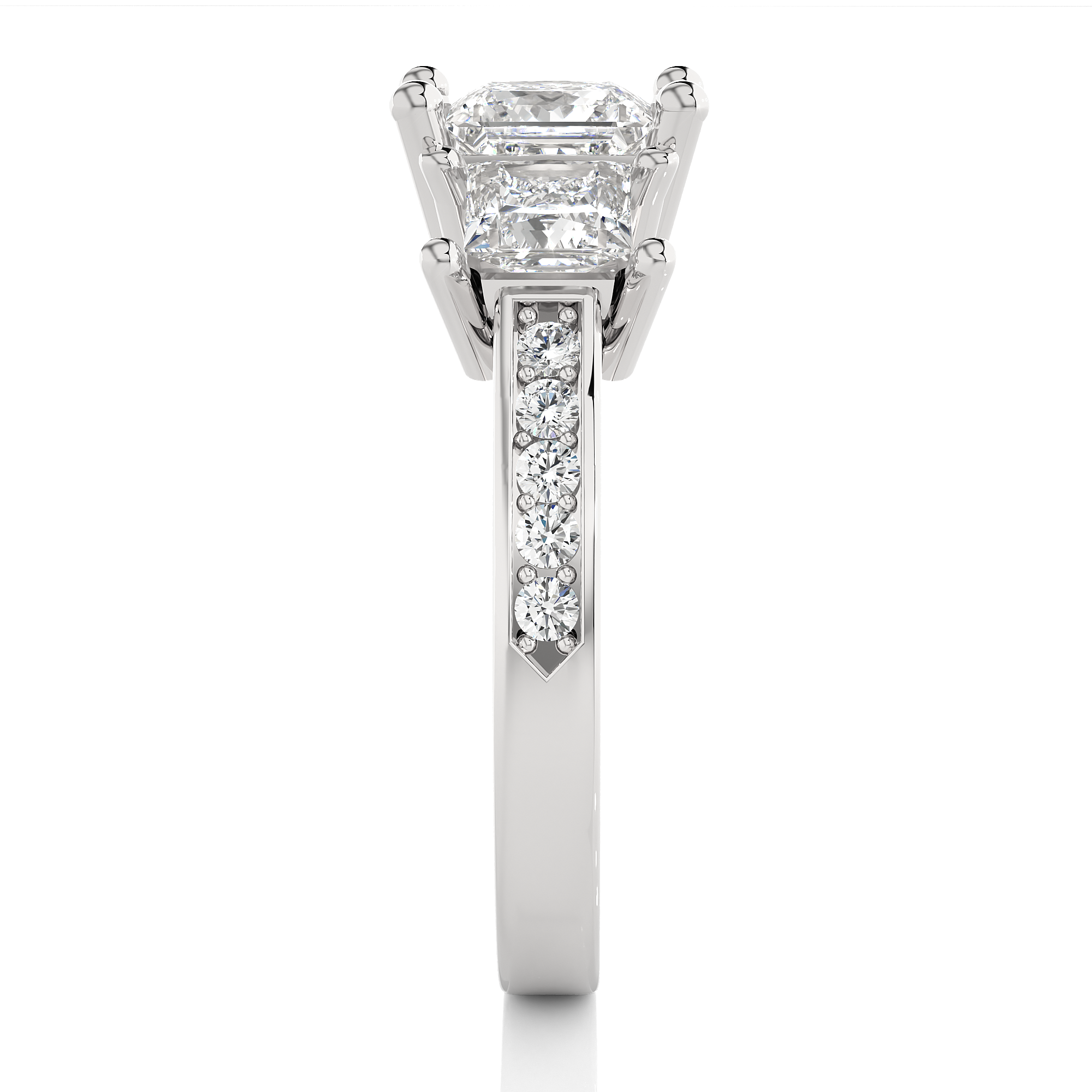 Three Stone Princess Lab Grown Diamond Engagement Ring