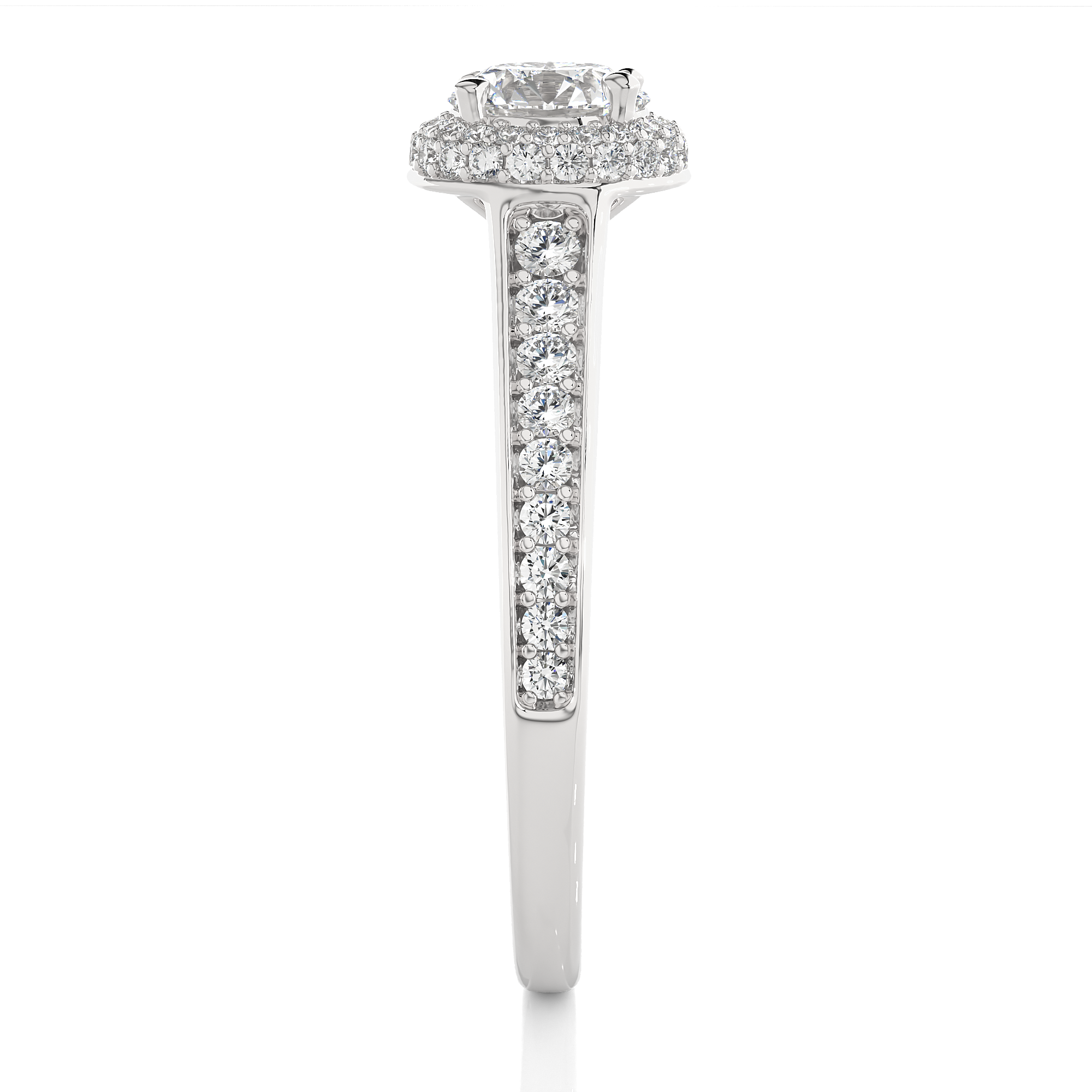 Round Lab Grown Diamond Halo Engagement Ring