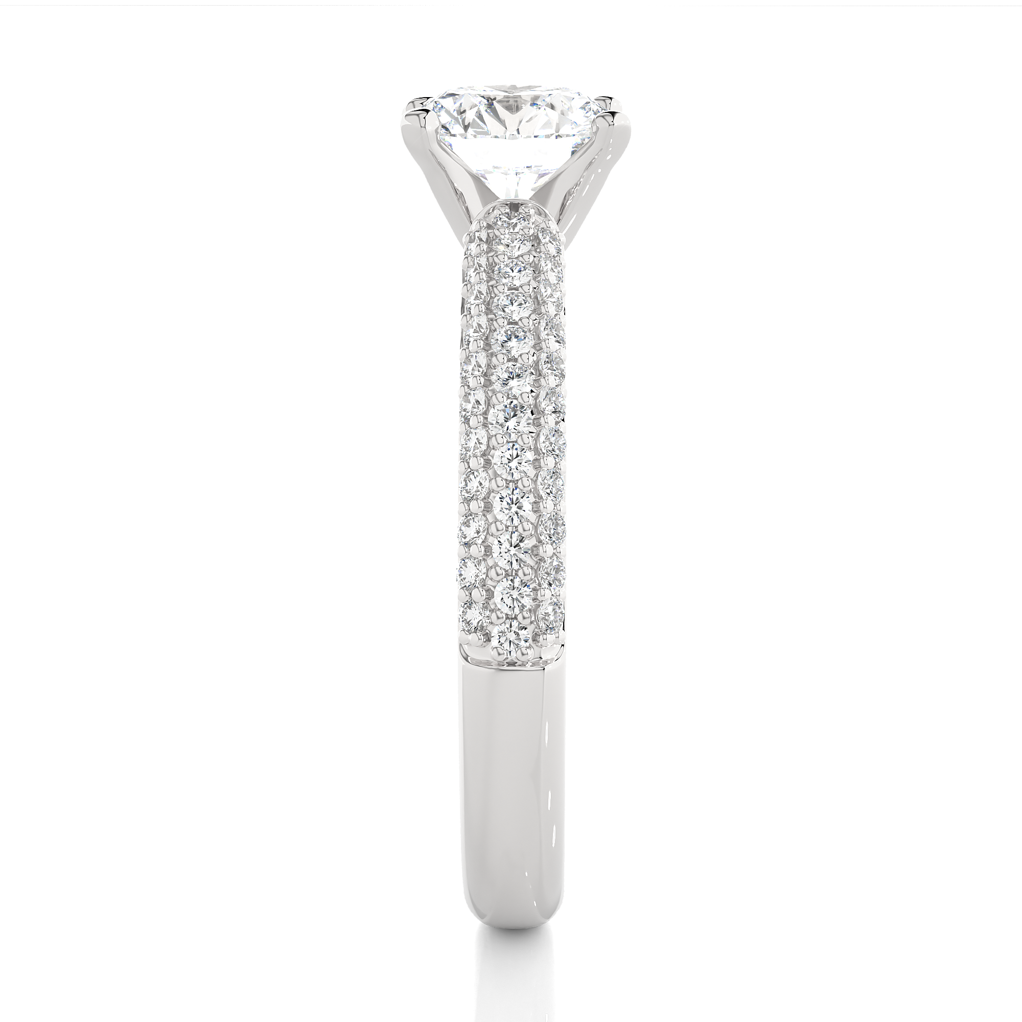 Round Lab Grown Diamond Pave Engagement Ring