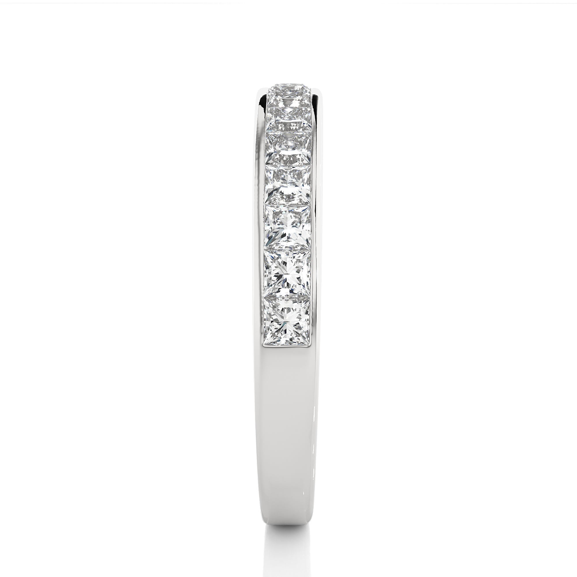 Channel Set Princess Cut Lab Grown Diamond Wedding Band