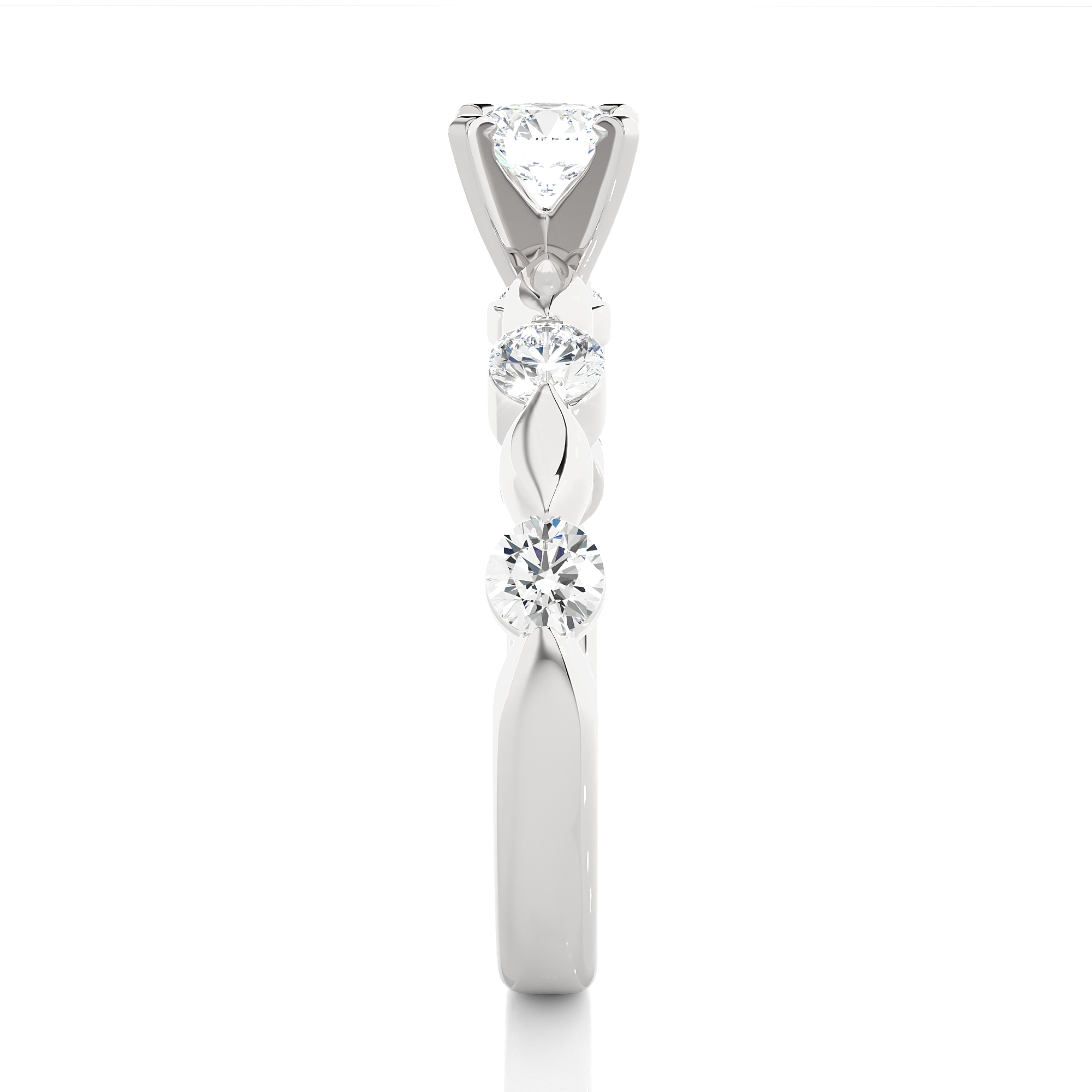 Leaf Inspired Lab Grown Diamond Engagement Ring