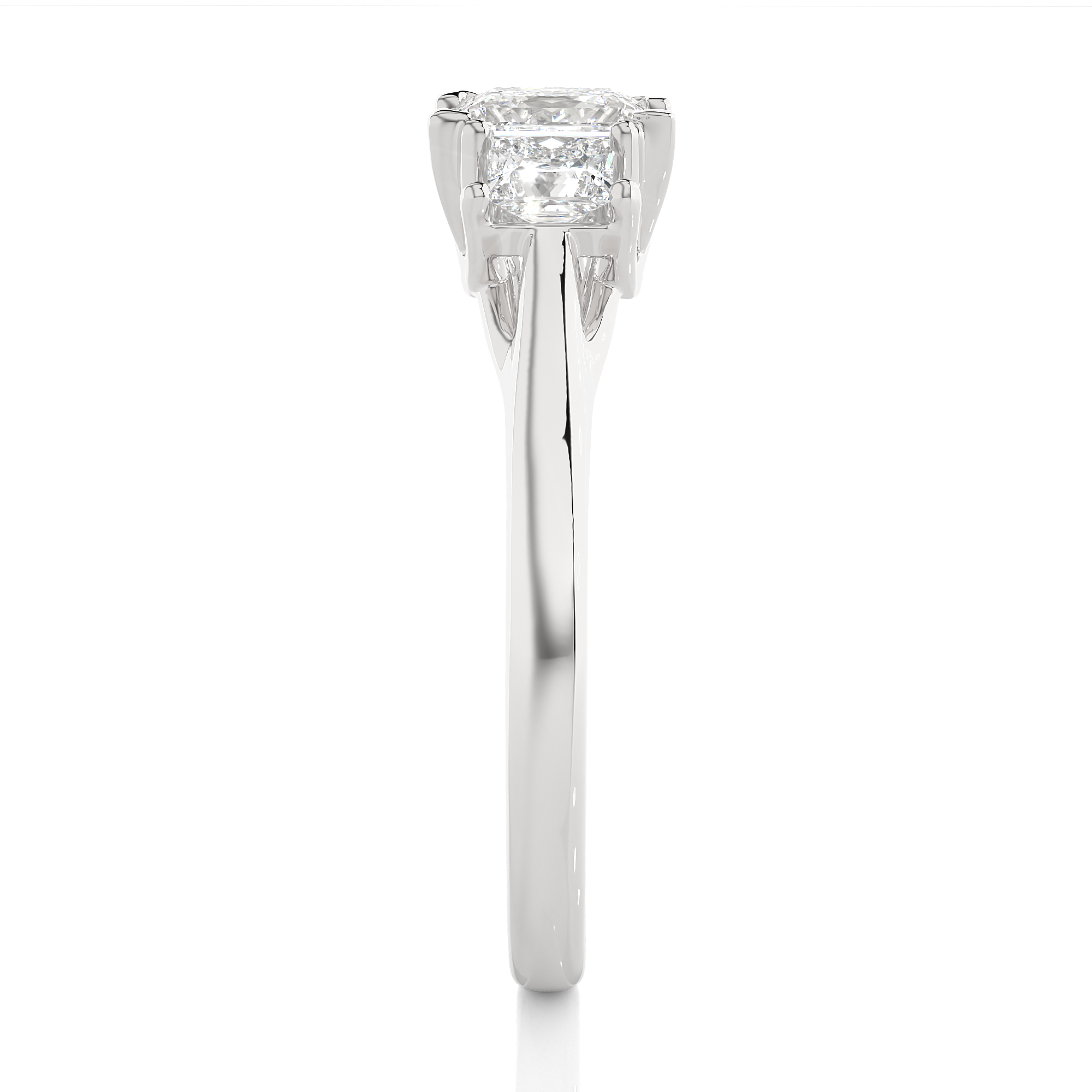 Three Stone Princess Lab Diamond Engagement Ring