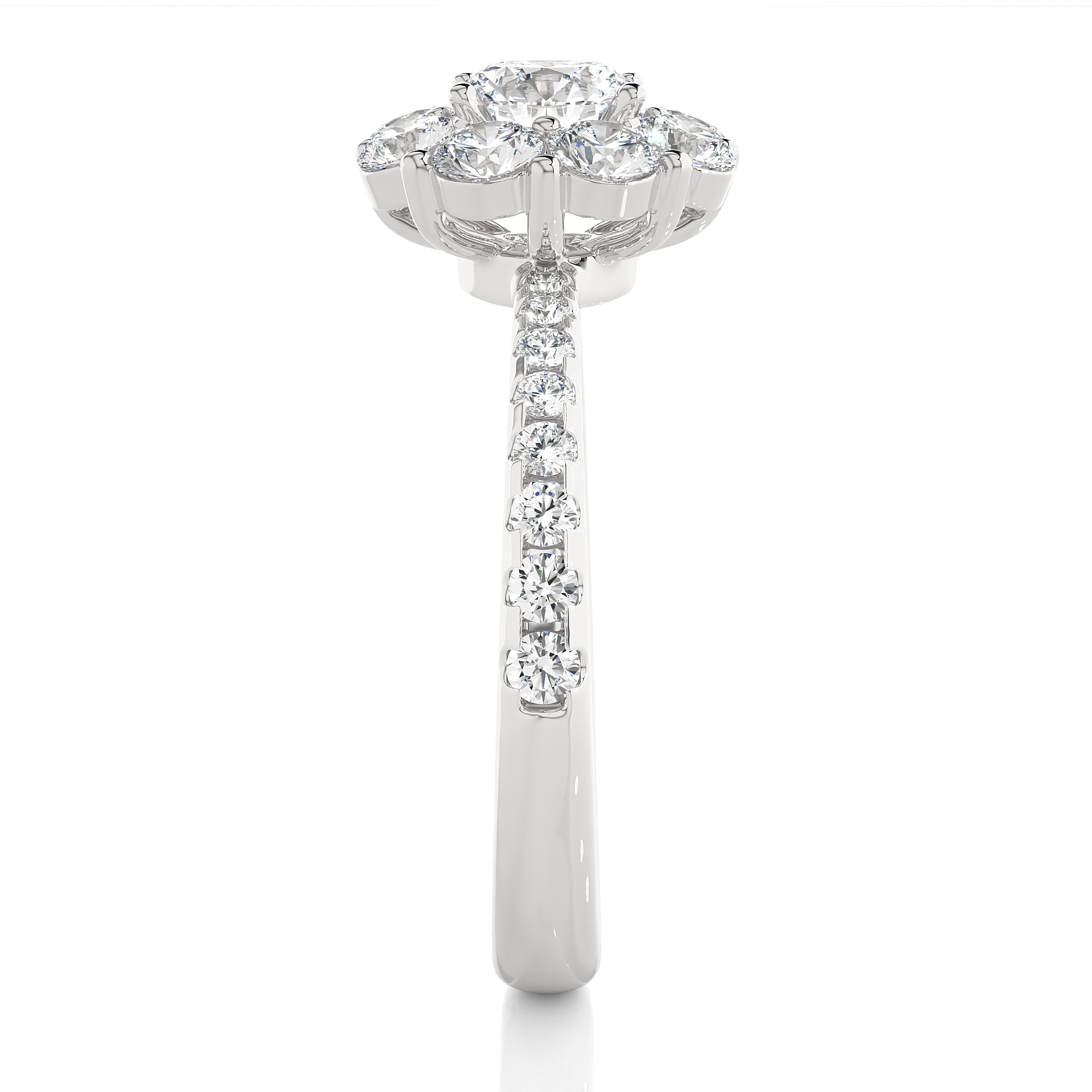 Round Lab Grown Diamond Cluster Engagement Ring