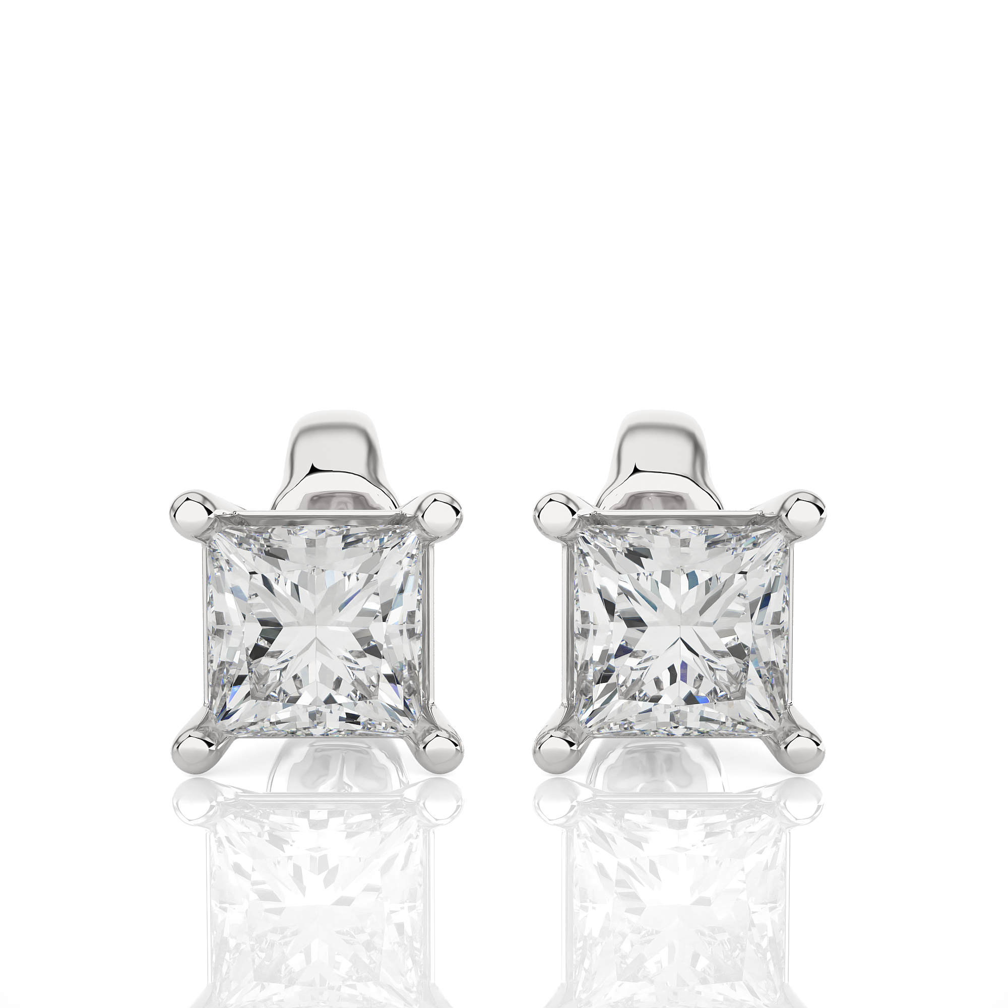 Princess Cut Lab Grown Diamond Stud Earrings