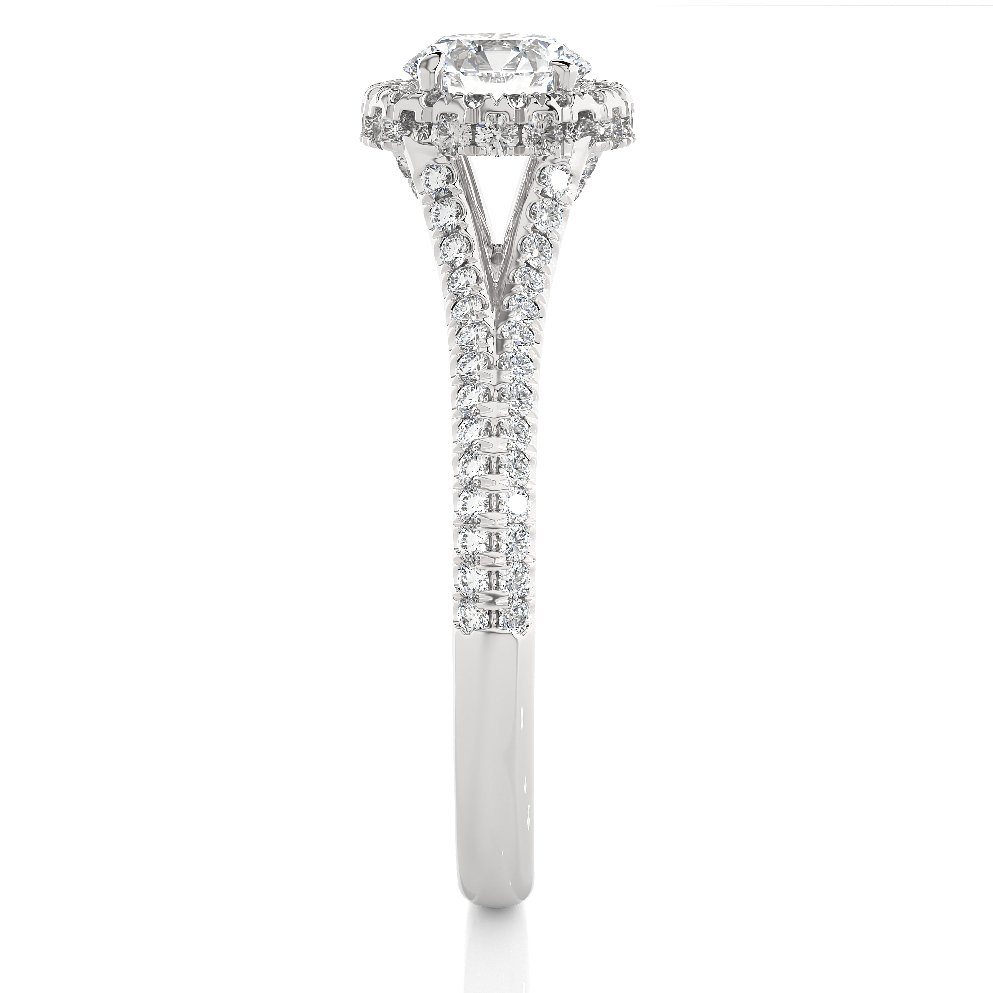 Round Lab Grown Diamond Halo Engagement Ring