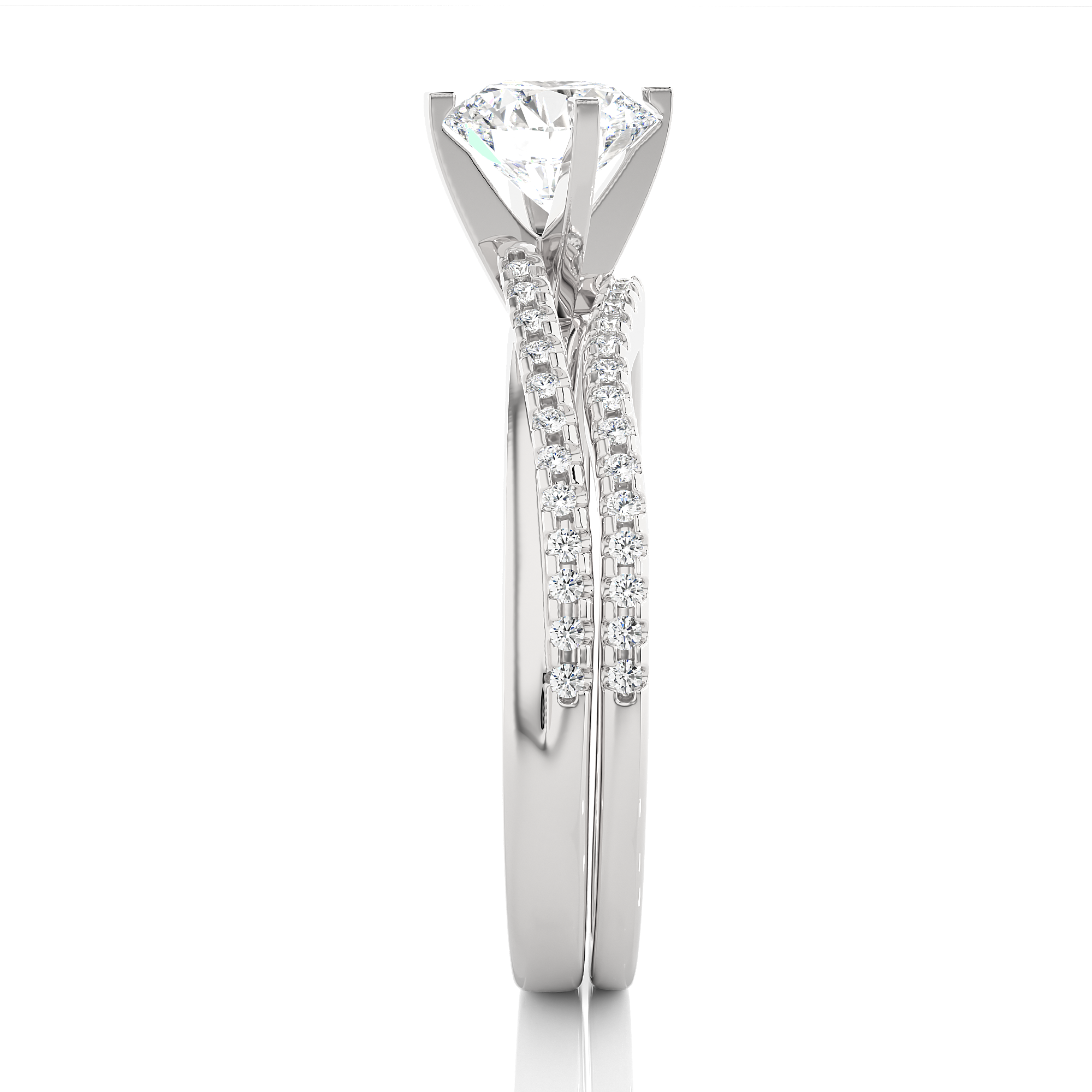 Round Cut Diamond Engagement Ring Set